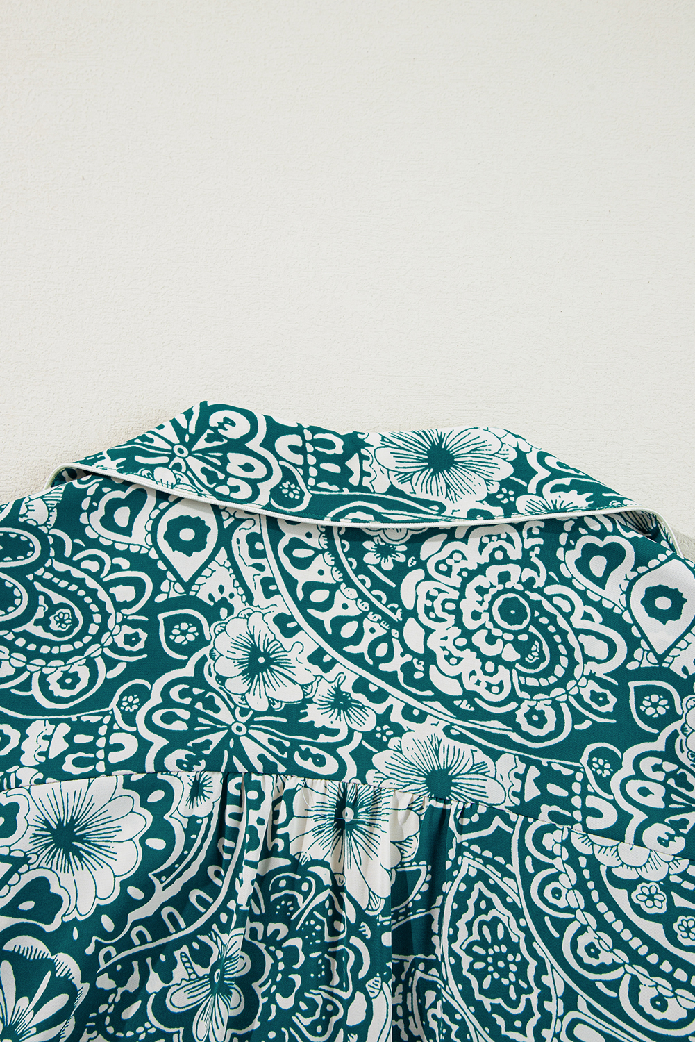 Plus Size Green Floral Flounce Sleeve Split Neck  Dress