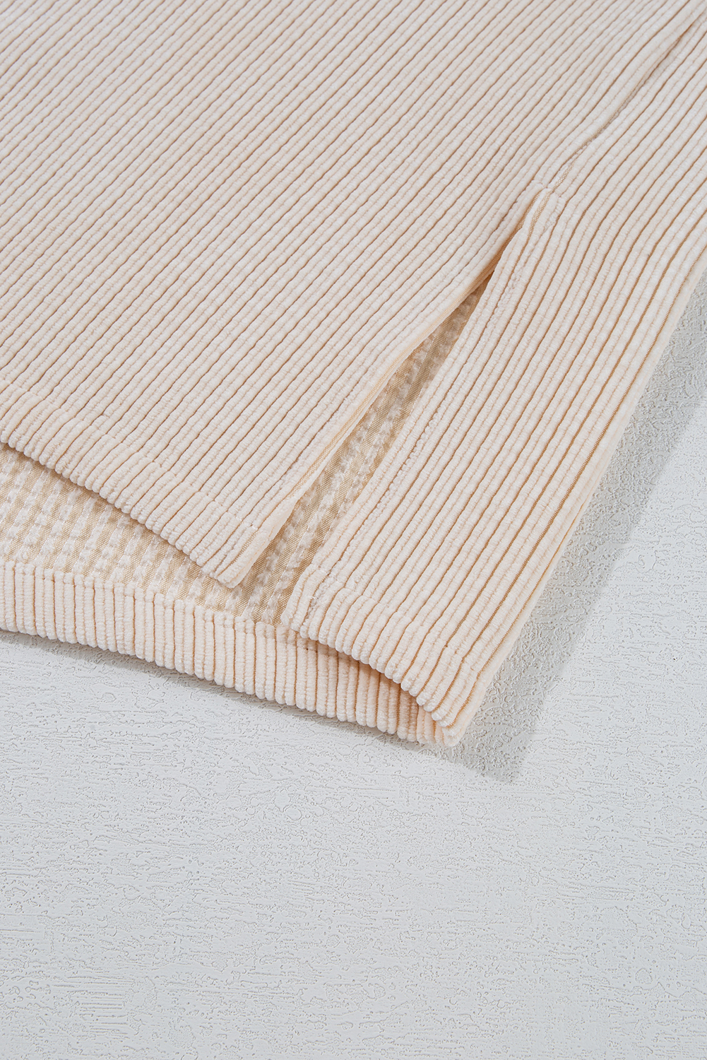 Plus Size Oatmeal Textured Flap Pockets Buttoned  Shacket