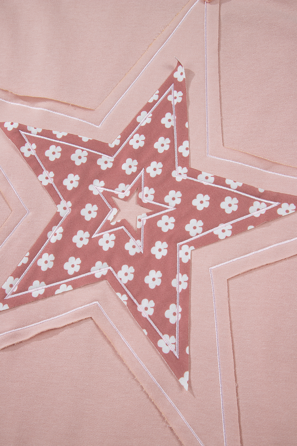 Plus Size Delicacy Star Patch Graphic Floral Color Block Drawstring  Hoodie