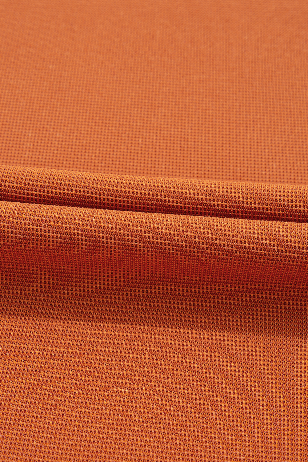 Plus Size Orange Textured Knit Color Block Patchwork Chest Pocket  Top