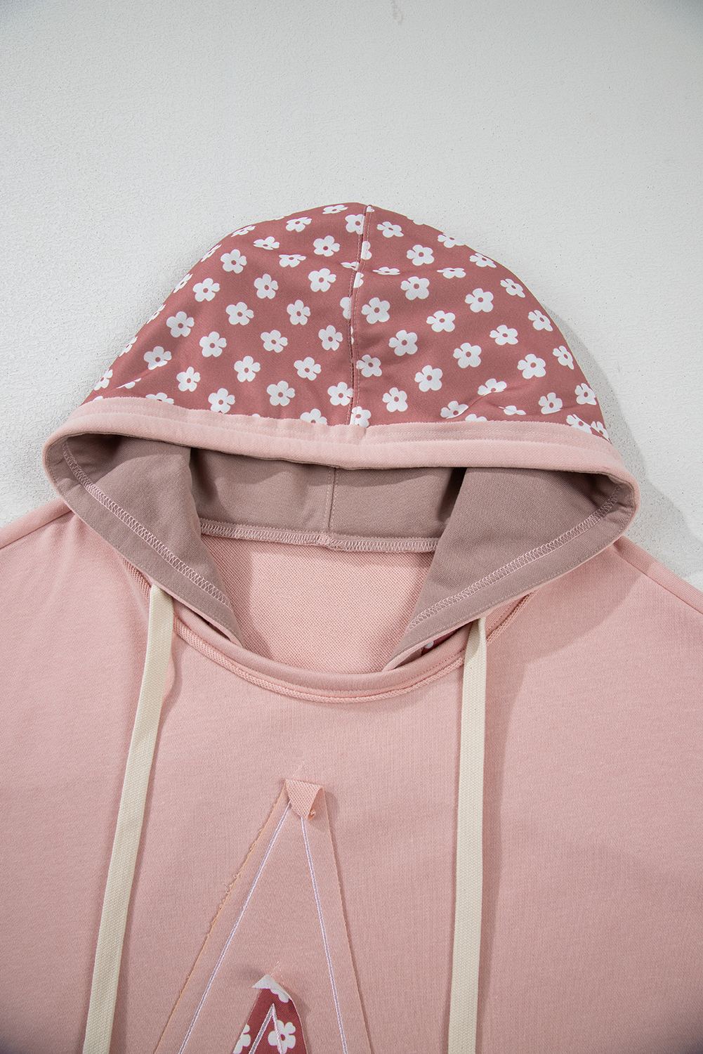 Plus Size Delicacy Star Patch Graphic Floral Color Block Drawstring  Hoodie