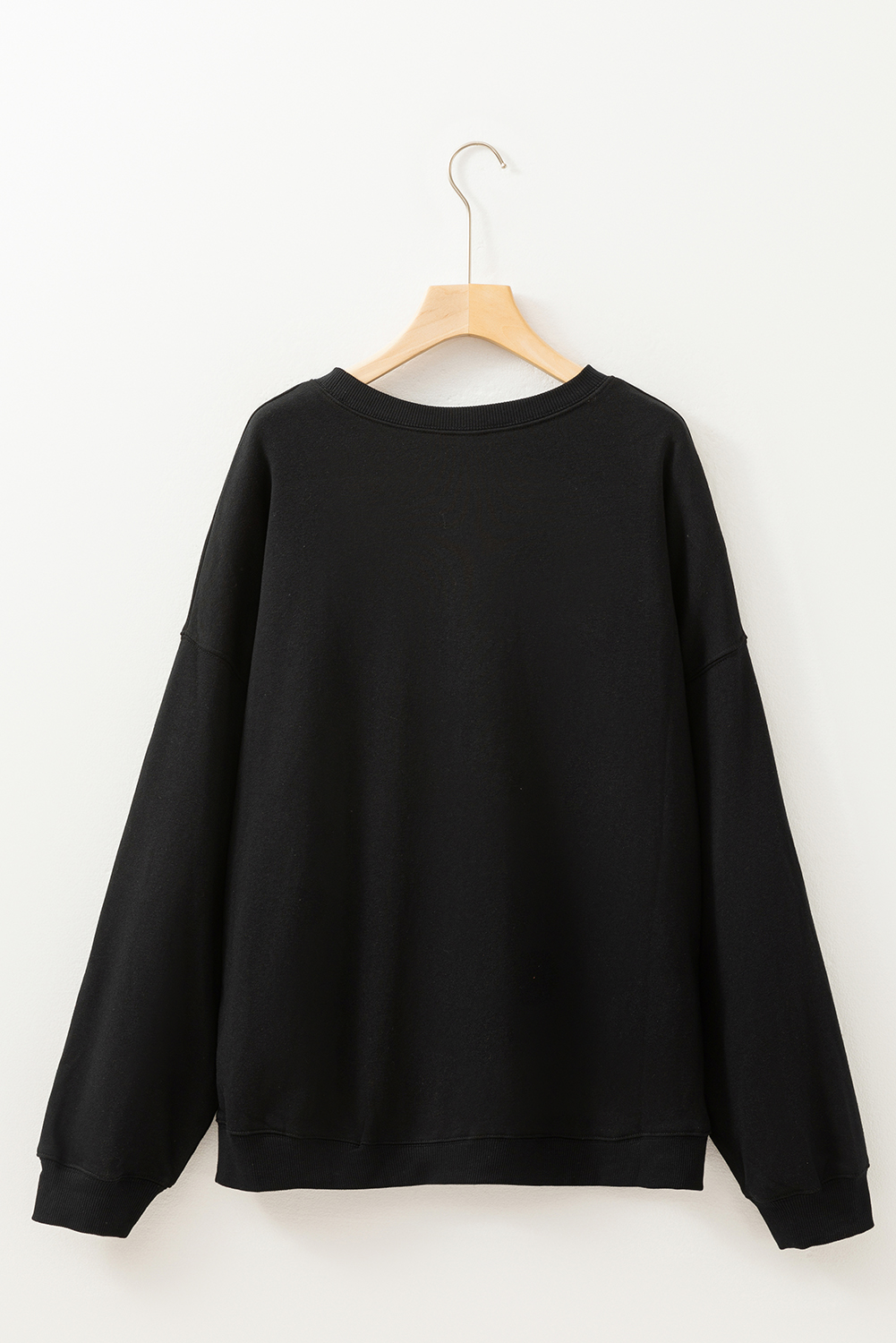 Plus Size Black Christmas Tree Pattern Drop Shoulder  Sweatshirt