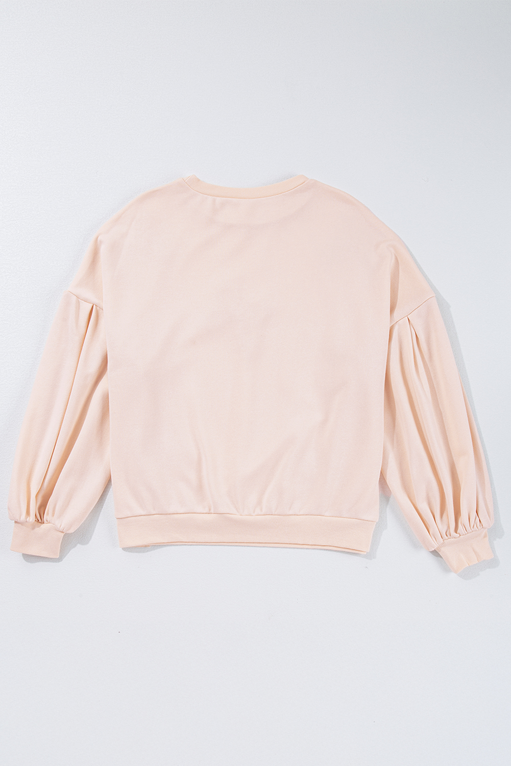 Parchment Embroidered Bow Lantern Sleeve Oversized Pullover Sweatshirt