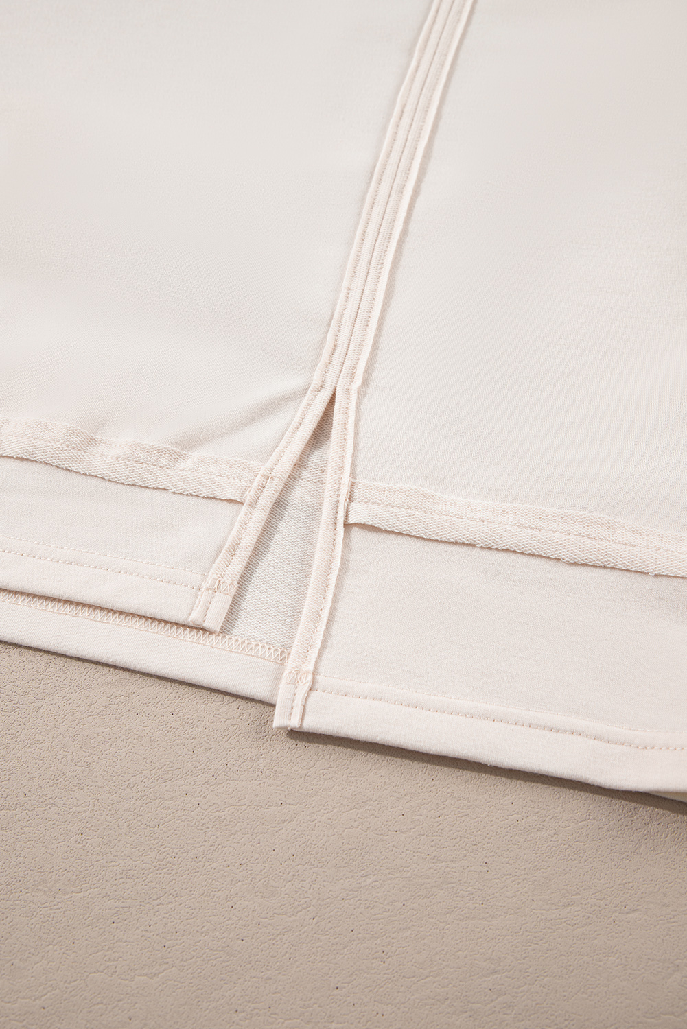 Plus Size Beige Pearl Decor Crew Neck Half Sleeve  T Shirt