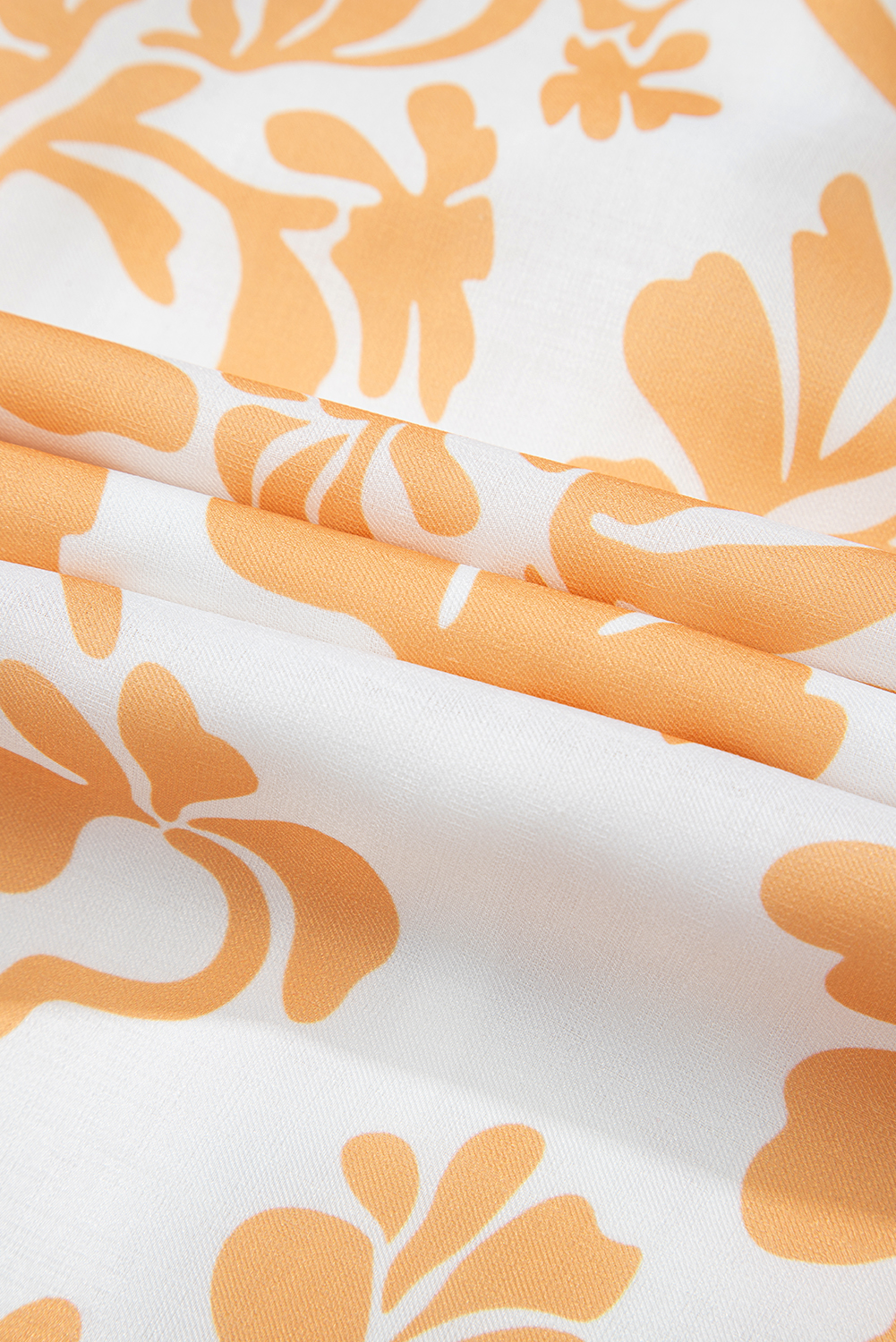 Plus Size Apricot Floral Print Puff Short Sleeve Resort  Maxi Dress