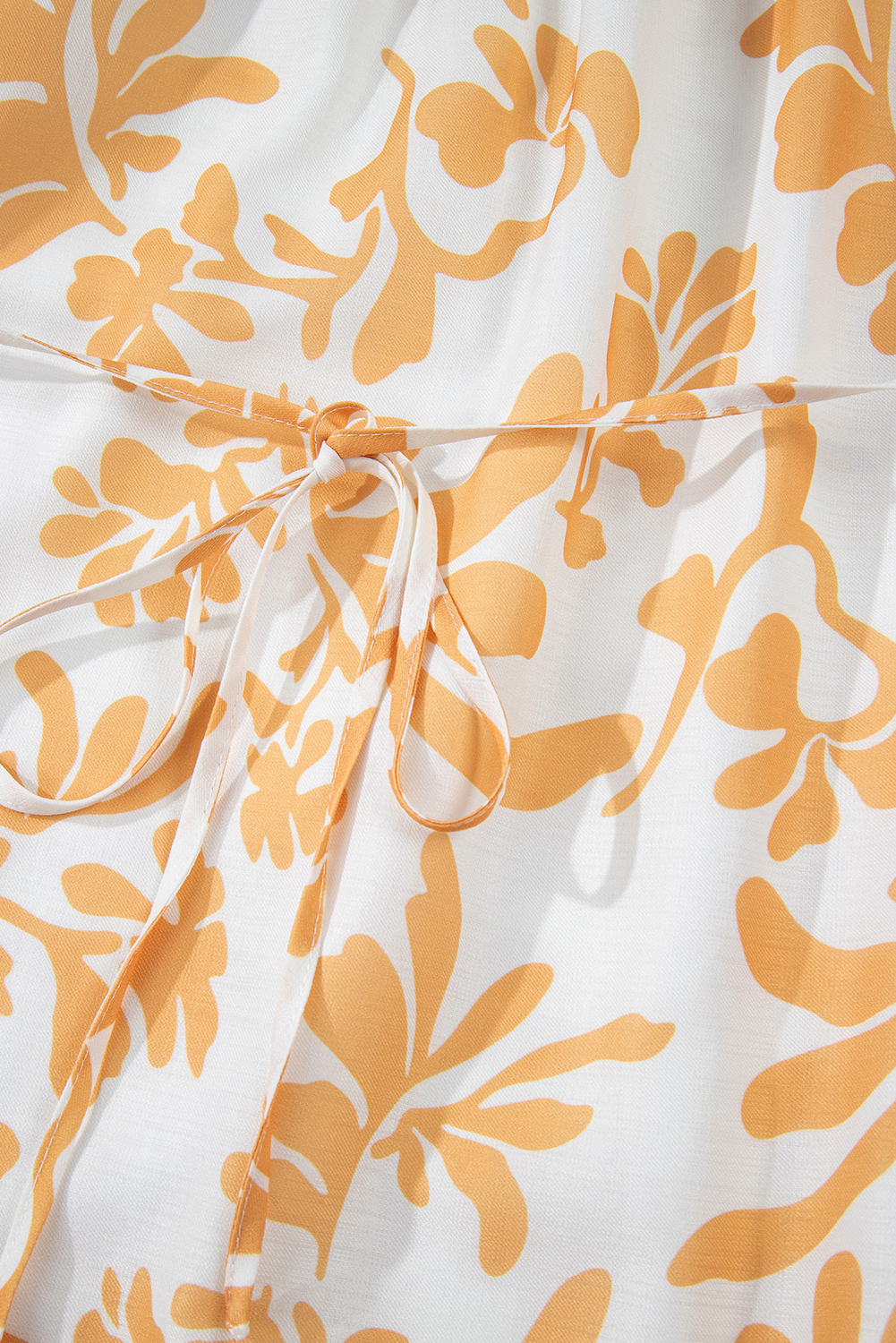 Plus Size Apricot Floral Print Puff Short Sleeve Resort  Maxi Dress