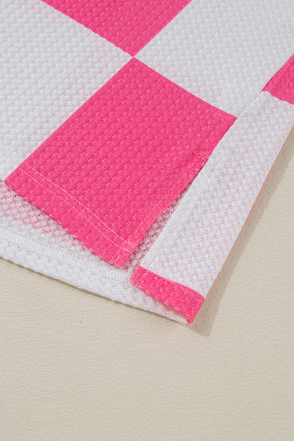 Plus Size White Textured Checkerboard Round Neck  T Shirt