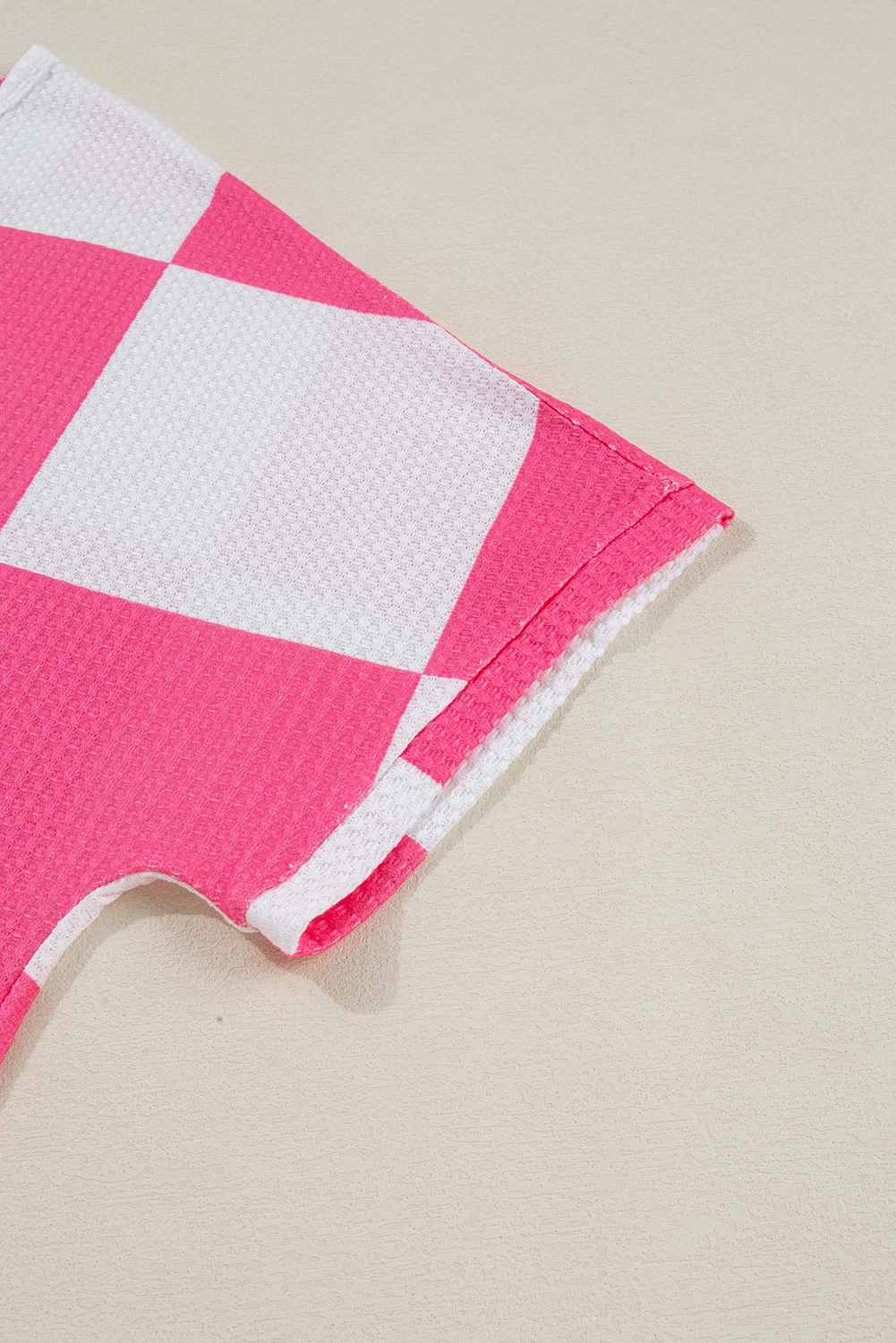 Plus Size White Textured Checkerboard Round Neck  T Shirt