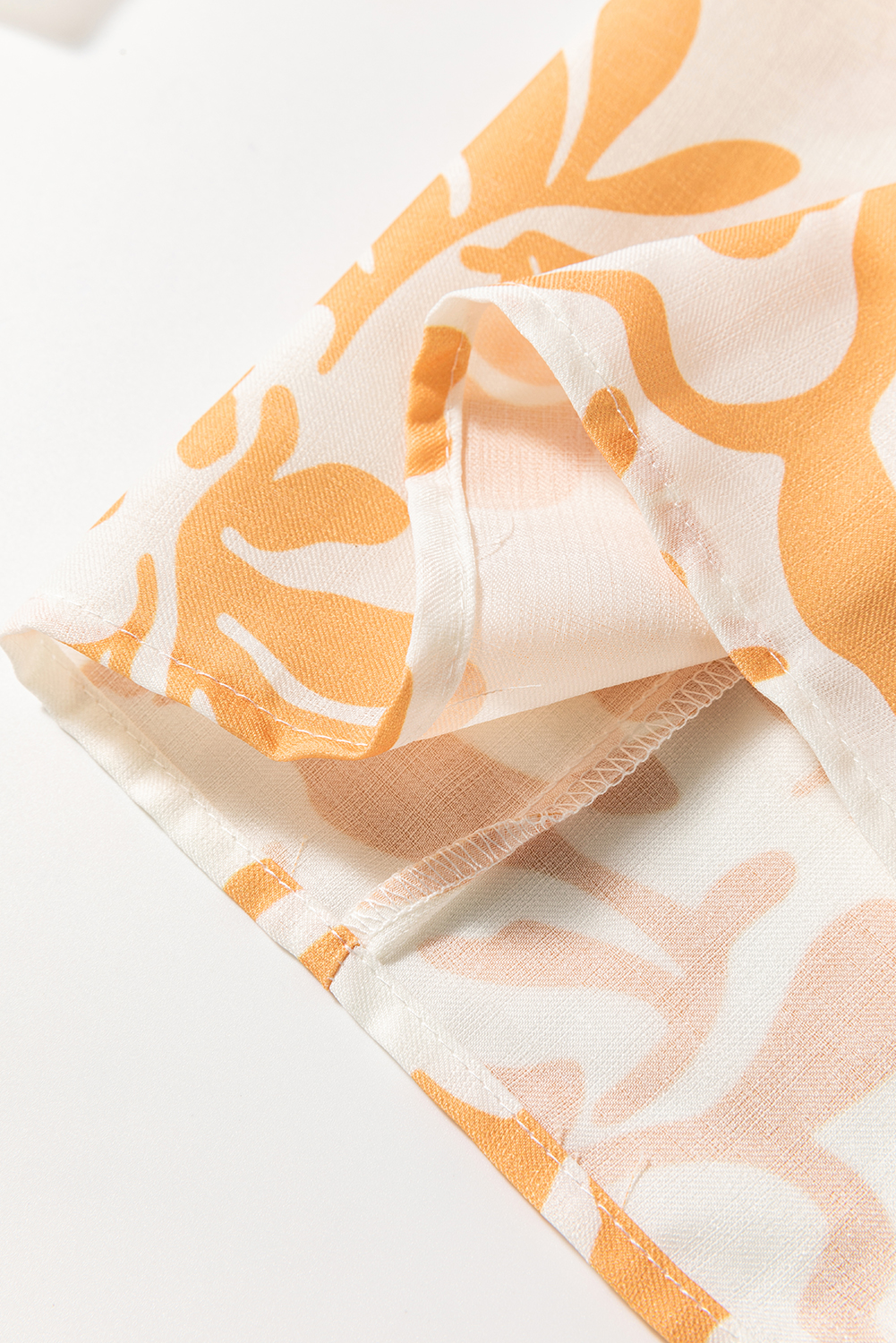 Plus Size Apricot Floral Print Puff Short Sleeve Resort  Maxi Dress