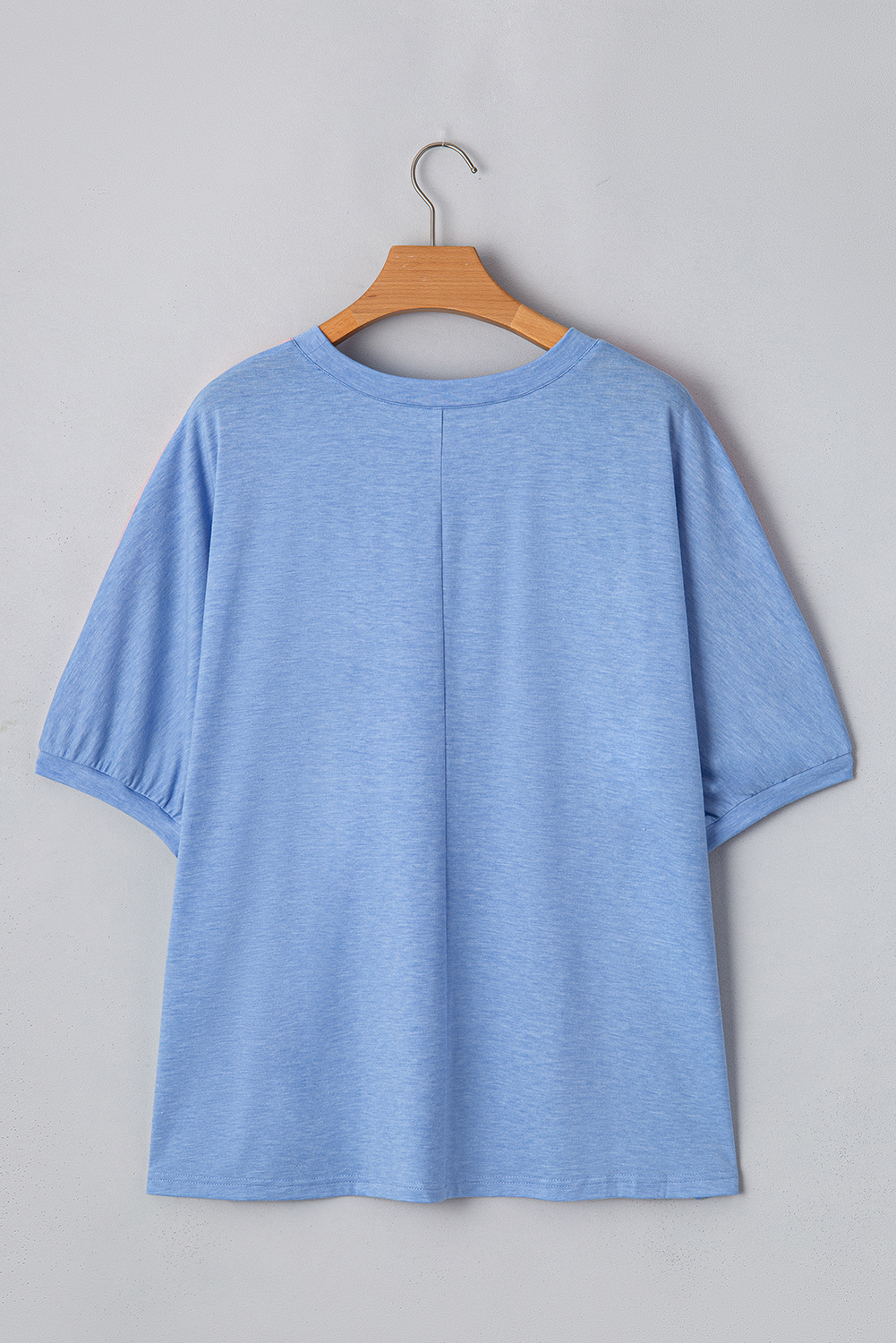 Plus Size Sky Blue Leopard Print Patch Colorblock  T Shirt