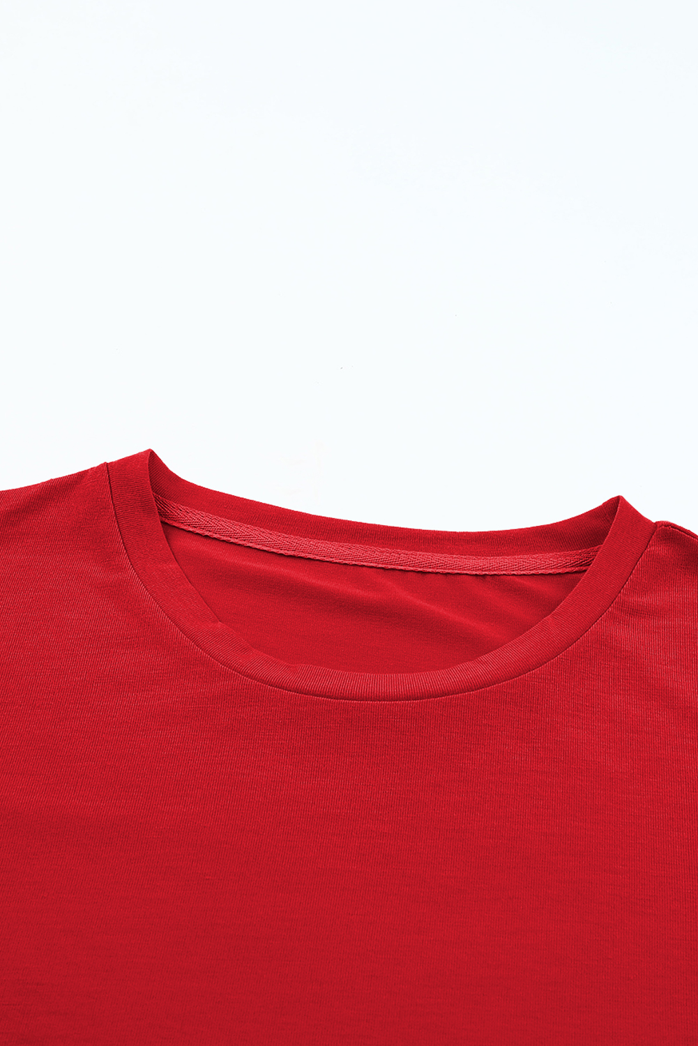 Dearlove Red Casual Plain Crew Neck Tee