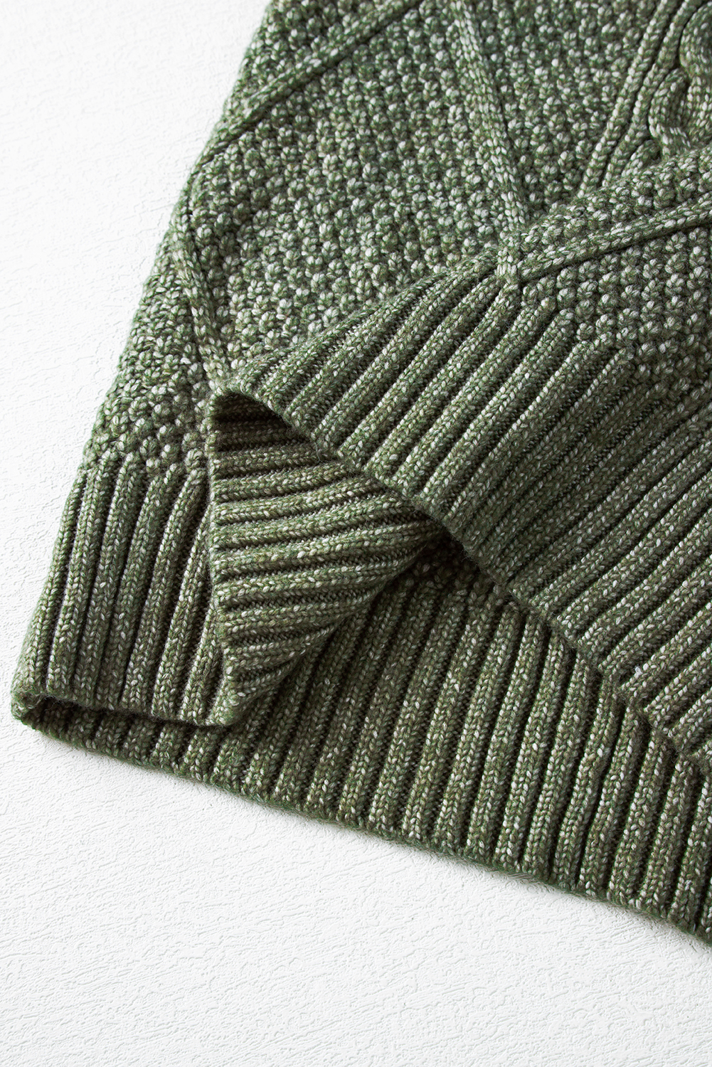 Mist Green Cable Knit Drop Shoulder Loose Fit Sweater Dress