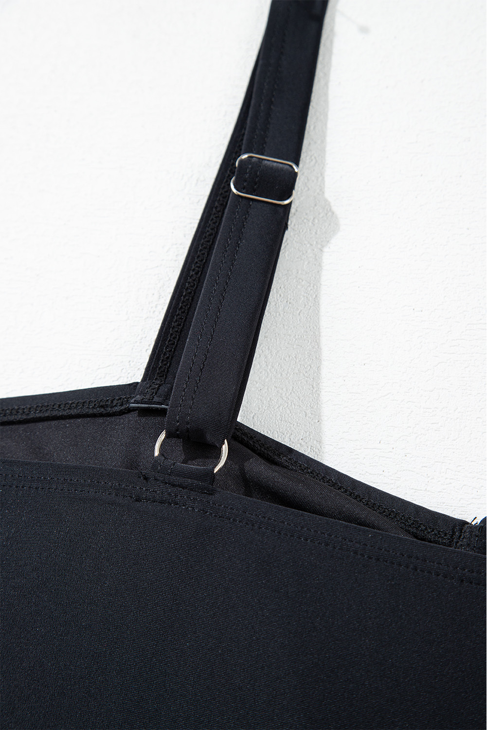 Plus Size Black Drawstring Tied Front Flared Top Geometric Print Bottom  Tankinis