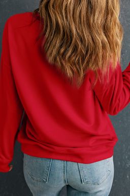 Plus Size Racing Red Bow Pattern Drop Shoulder  Sweatshirt