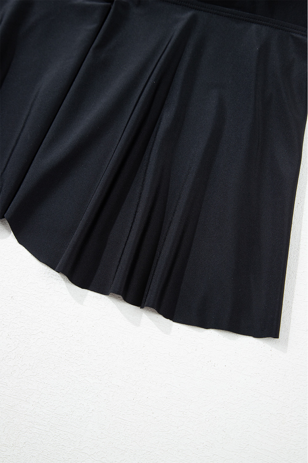 Plus Size Black Drawstring Tied Front Flared Top Geometric Print Bottom  Tankinis