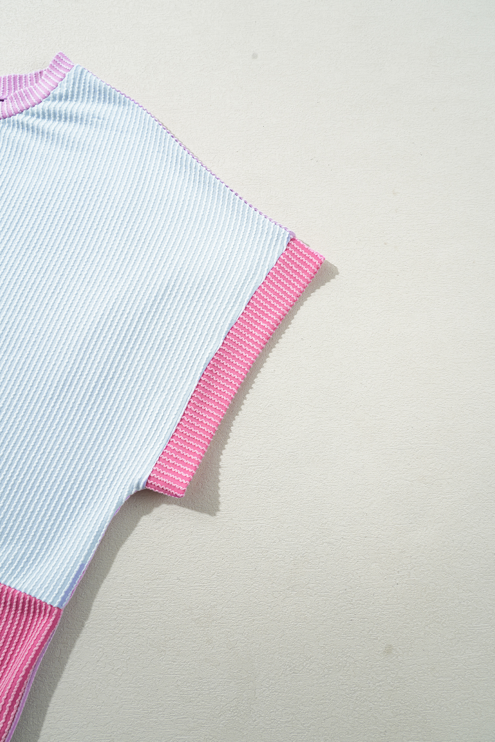 Plus Size Rose Red Leopard Colorblock Patchwork Corded Knit  T Shirt