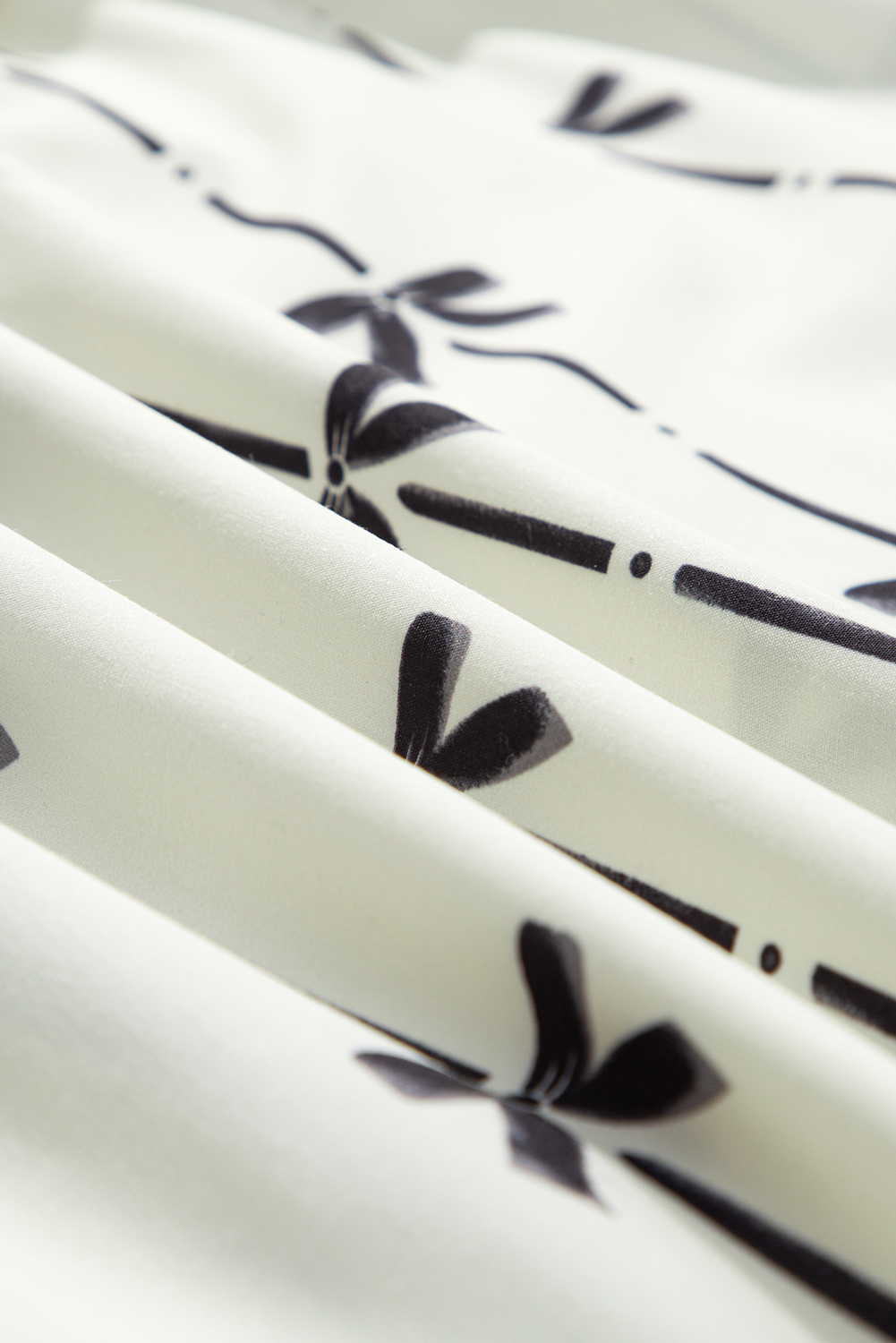 Plus Size Apricot Bow Printed Puff Sleeve Ruffled  Mini Dress