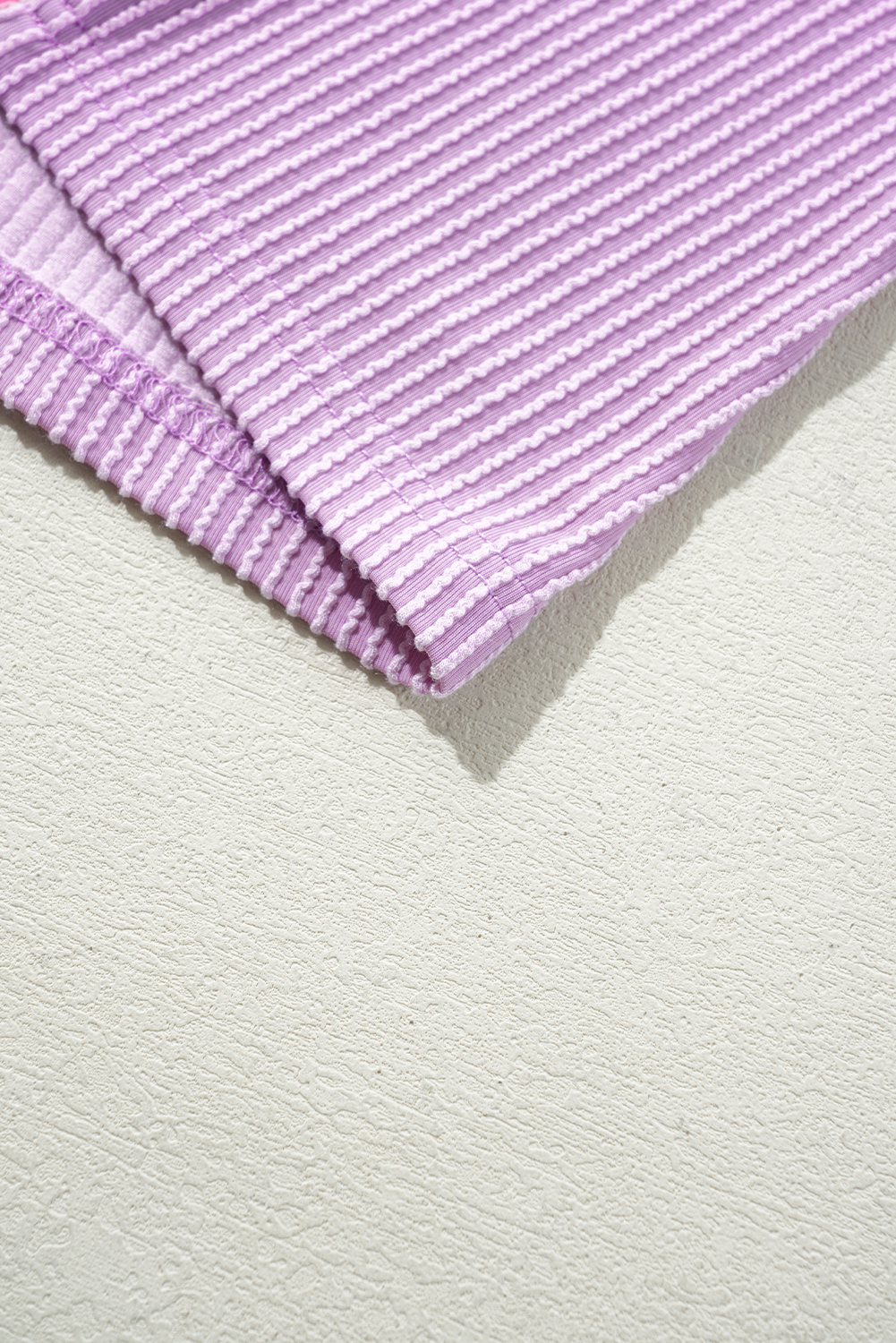 Plus Size Rose Red Leopard Colorblock Patchwork Corded Knit  T Shirt