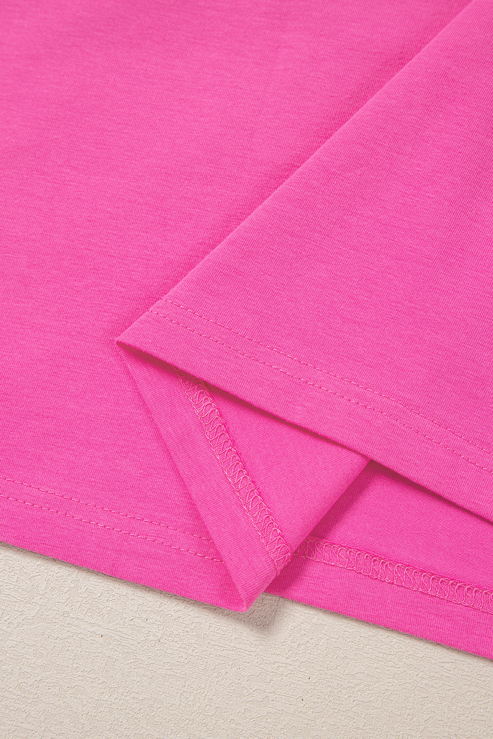 Plus Size Pink Contrast Trim Collared Split Neck Short Sleeve  Top