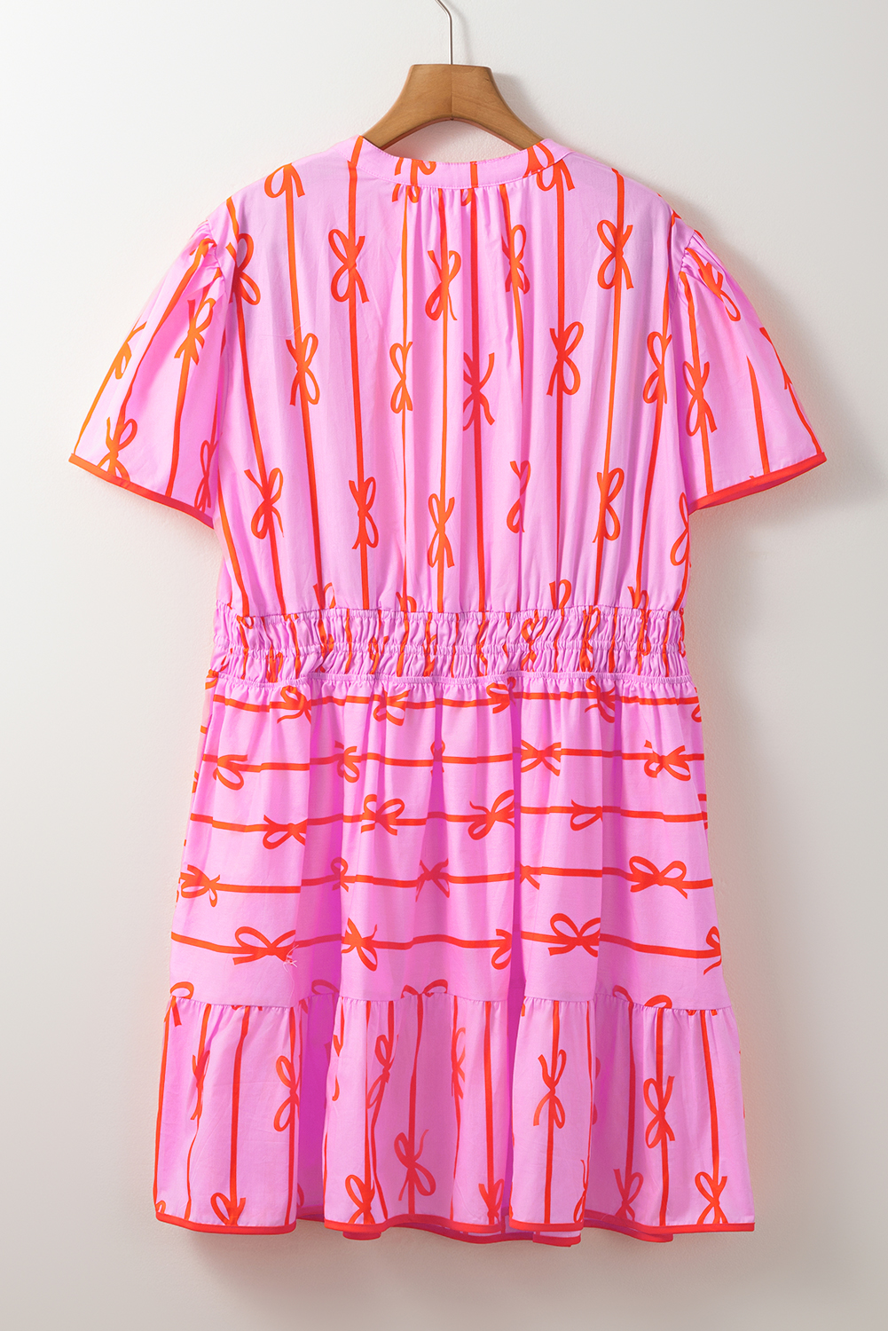 Plus Size Rose Bow Tastic Clinched Waist Ruffled  Dress