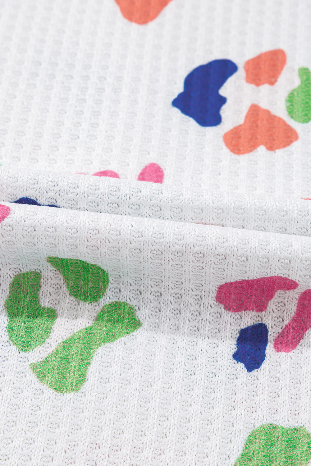 Plus Size White Multicolor Leopard Print Textured  T Shirt