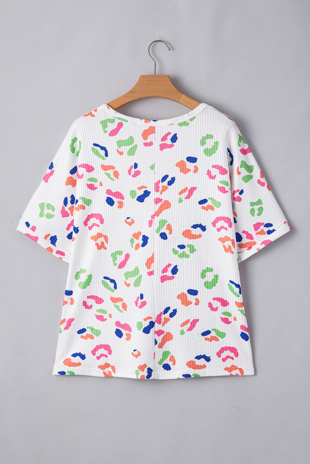 Plus Size White Multicolor Leopard Print Textured  T Shirt