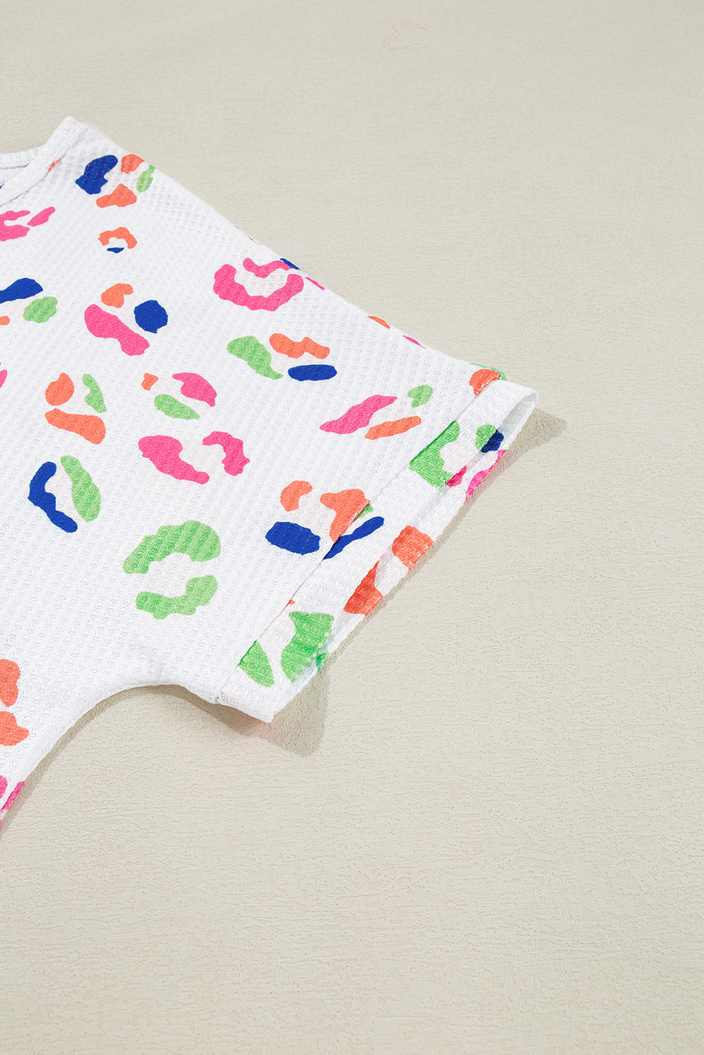 Plus Size White Multicolor Leopard Print Textured  T Shirt