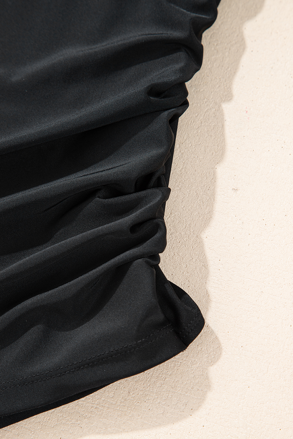 Plus Size Black Solid Color U Neck Padded  One Piece Swimsuit