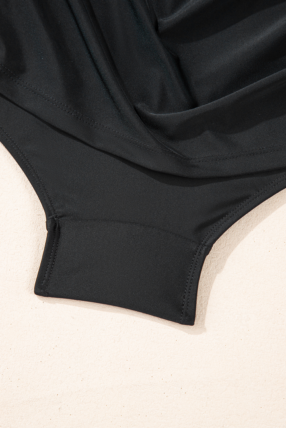 Plus Size Black Solid Color U Neck Padded  One Piece Swimsuit