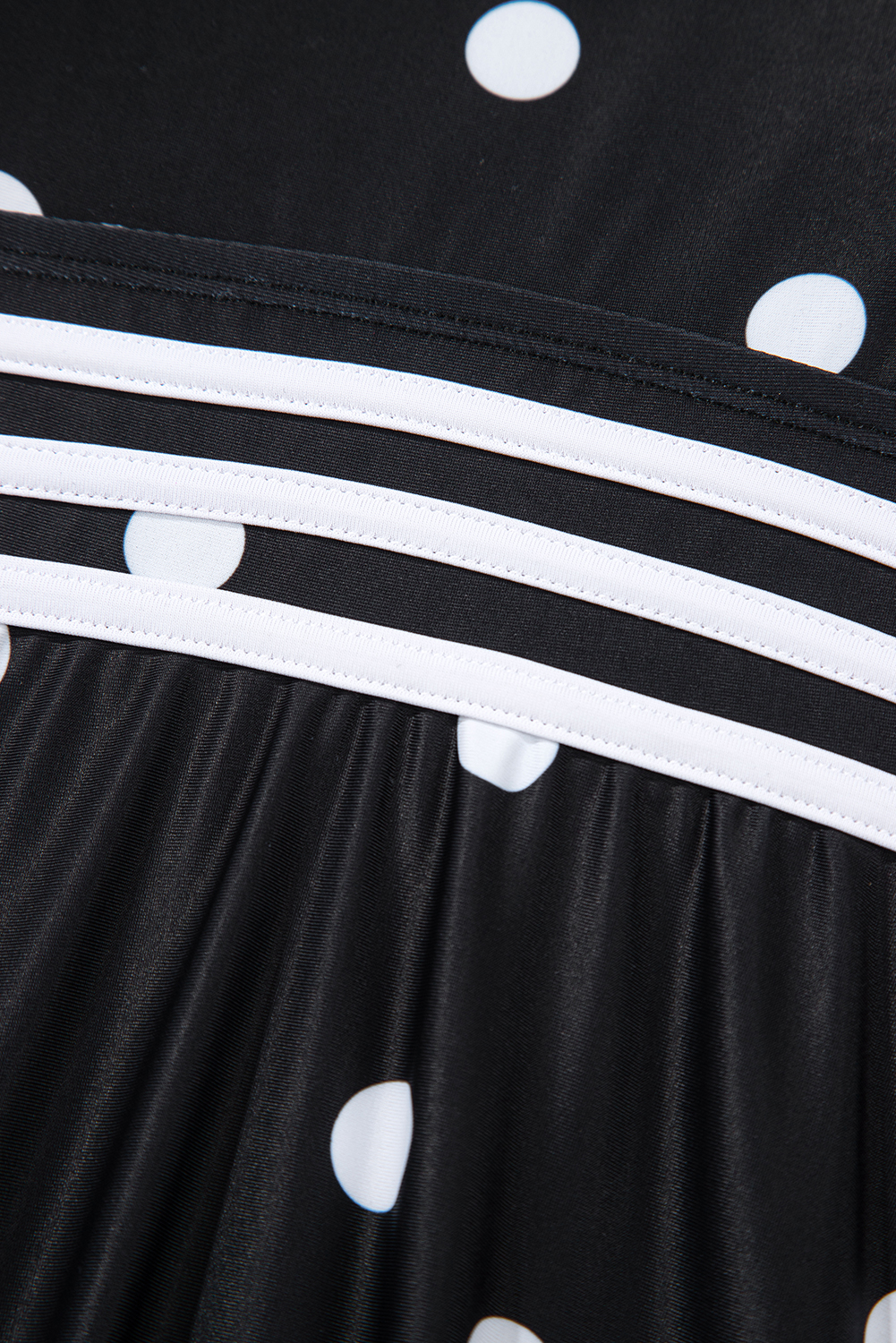 Plus Size Black Polka Dot Trim V Neck  Swim Dress