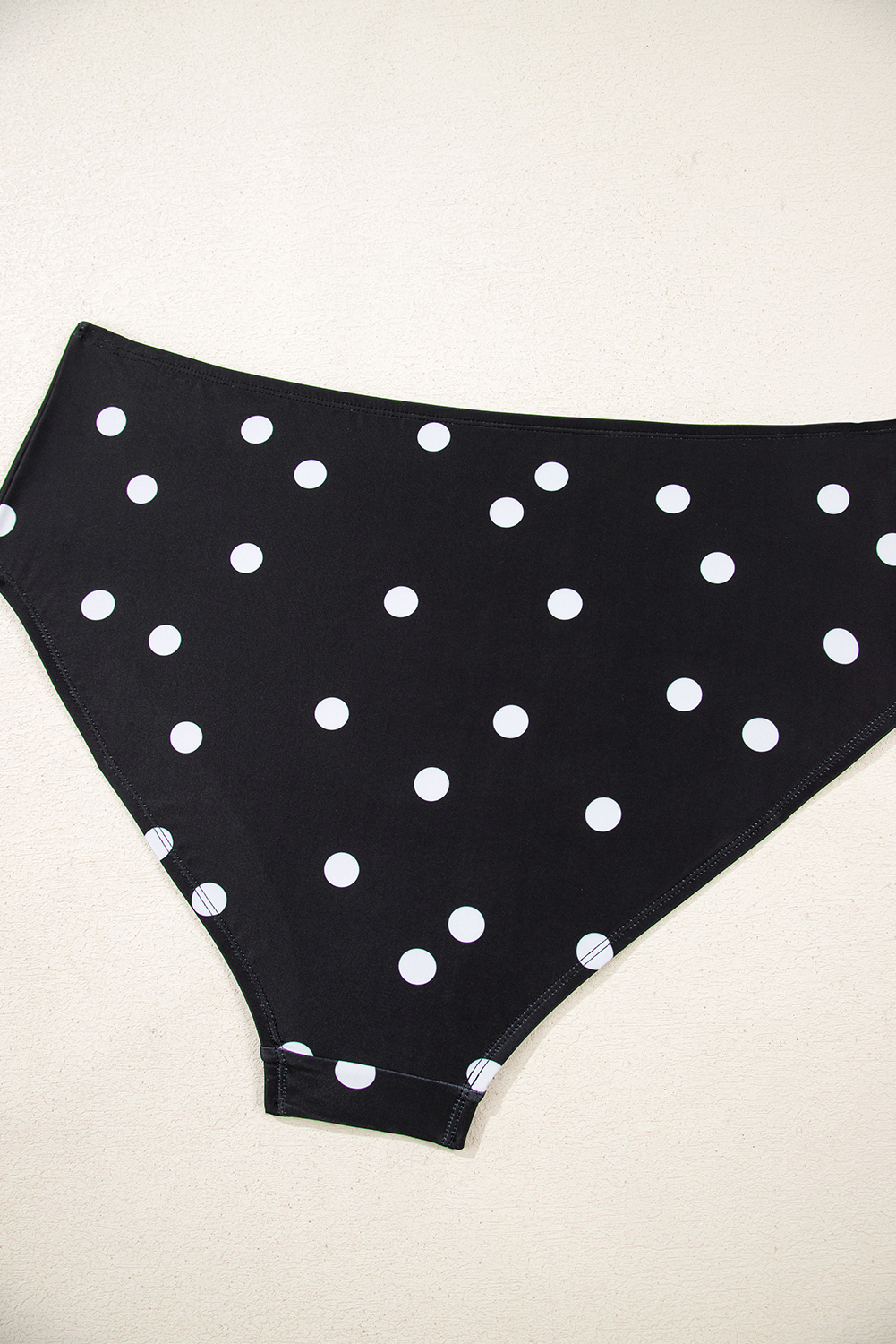 Plus Size Black Polka Dot Trim V Neck  Swim Dress