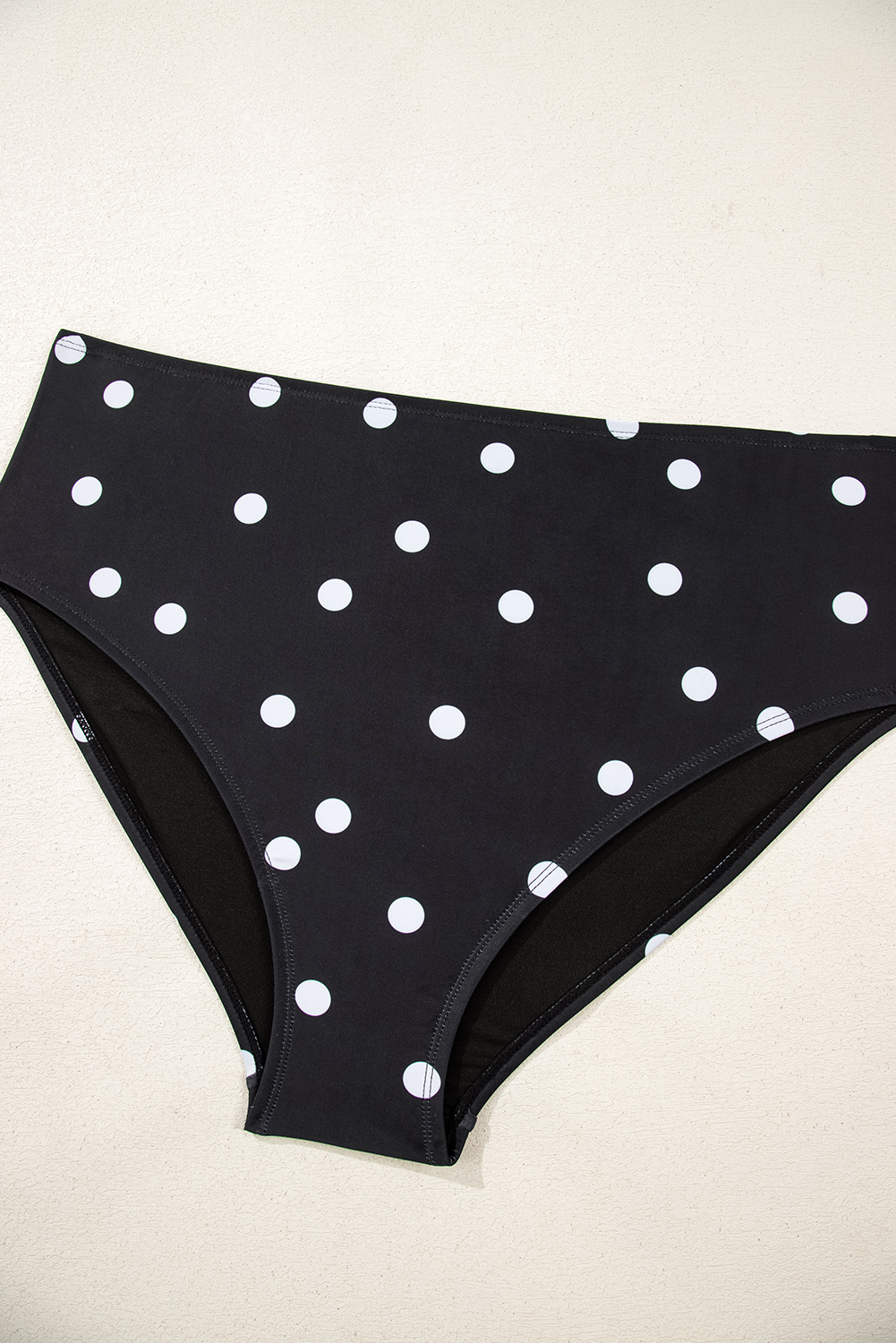 Plus Size Black Polka Dot Trim V Neck  Swim Dress
