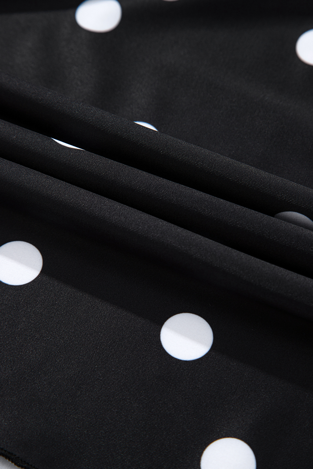 Plus Size Black Polka Dot Trim V Neck  Swim Dress