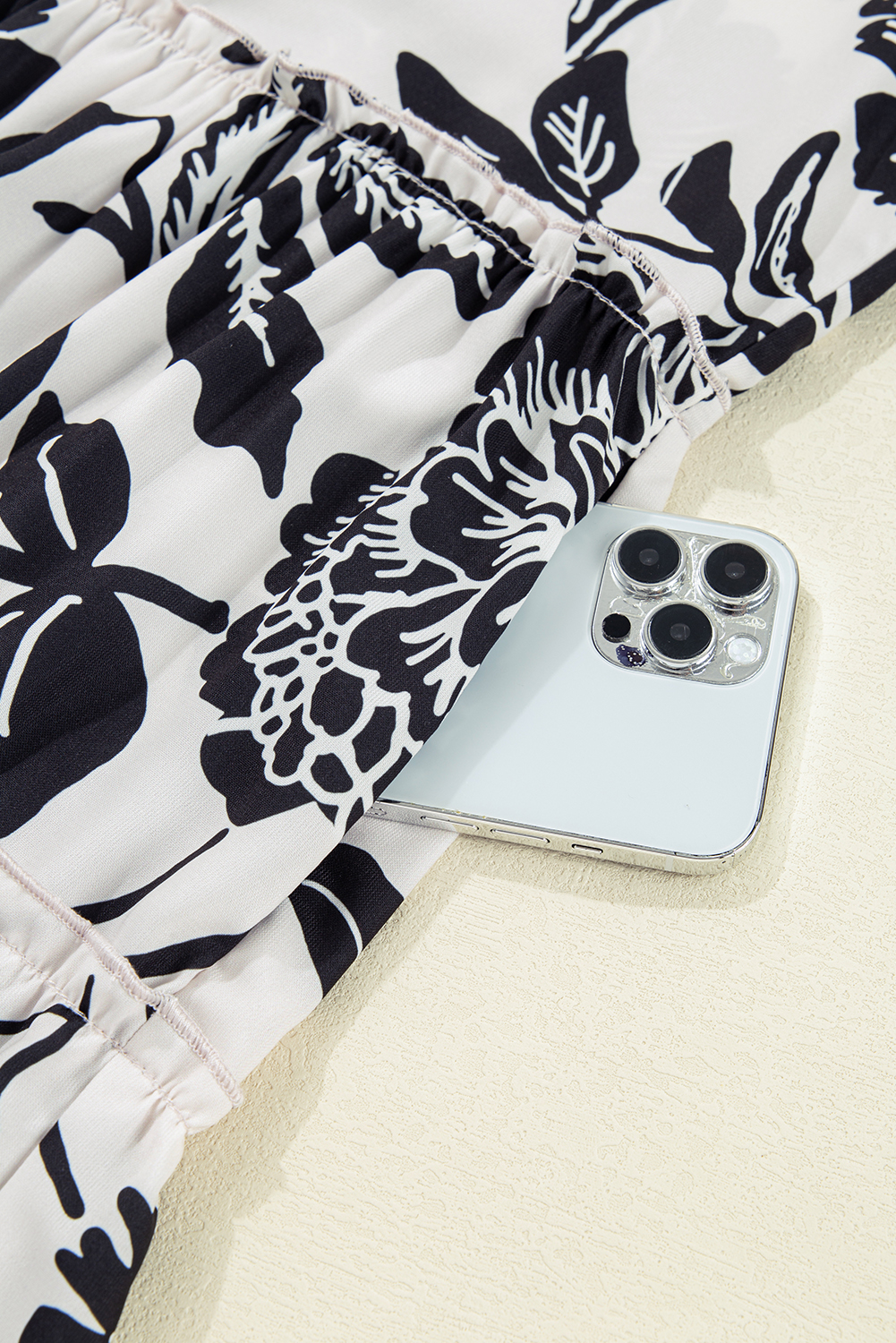 Plus Size Black Floral Print Tiered Frilled Half Sleeve  Mini Dress