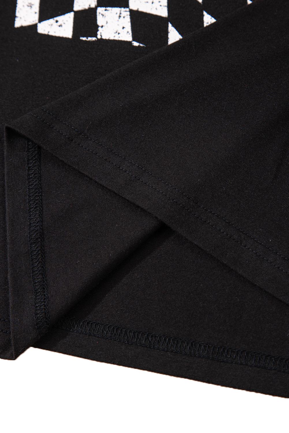 Plus Size Black Checkerd DESERT DREAMS Printed Ripped  Tee