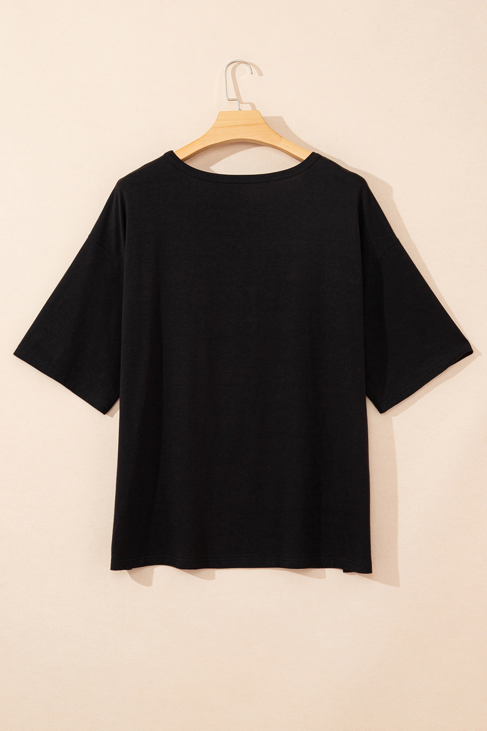 Plus Size Black Checkerd DESERT DREAMS Printed Ripped  Tee