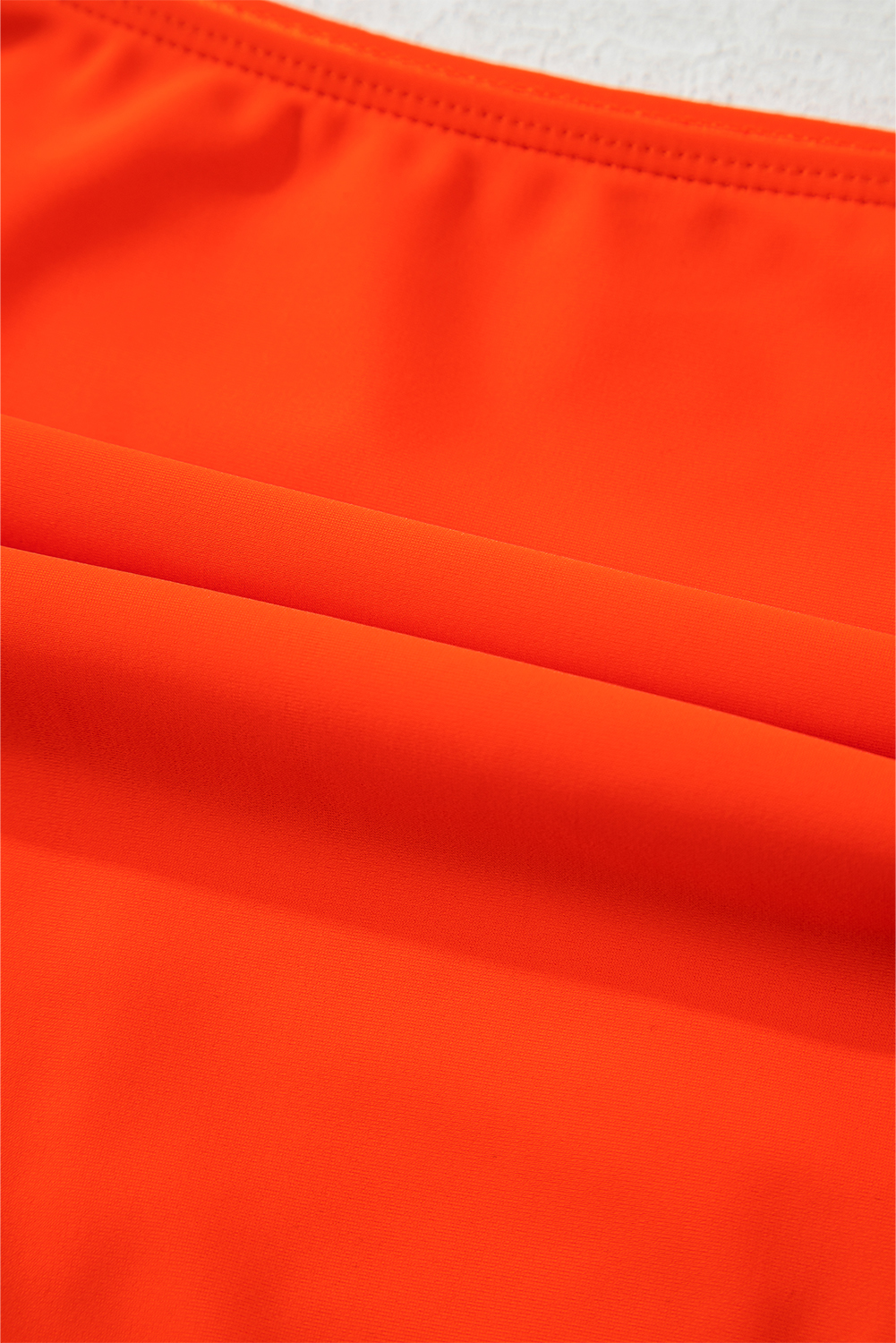 Plus Size Orange Ruffled Trim Knotted High Waist  Bikini Set