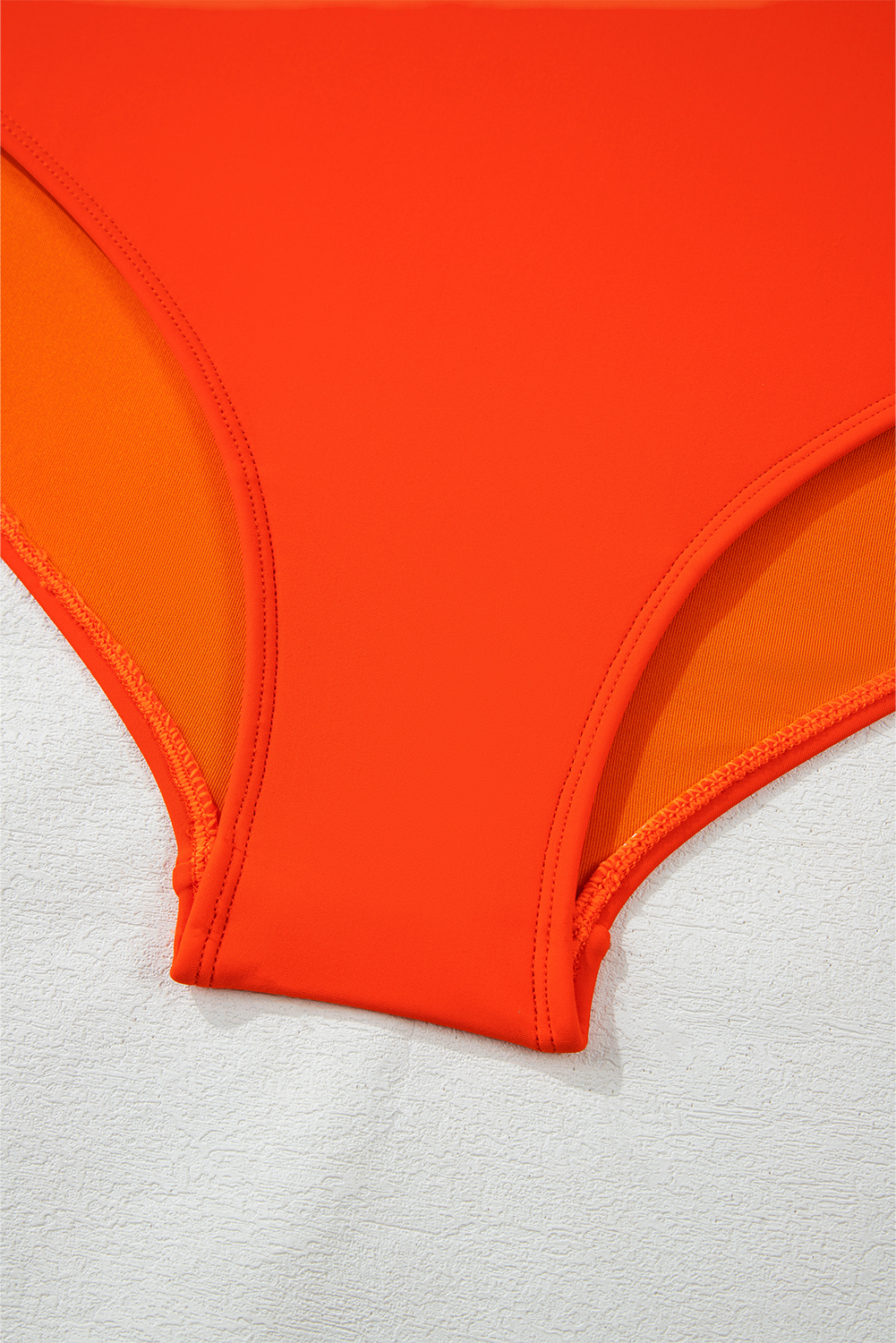 Plus Size Orange Ruffled Trim Knotted High Waist  Bikini Set