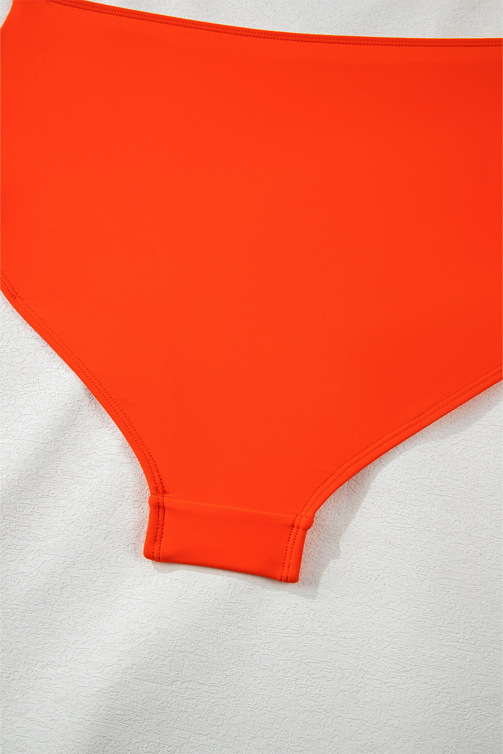 Plus Size Orange Ruffled Trim Knotted High Waist  Bikini Set