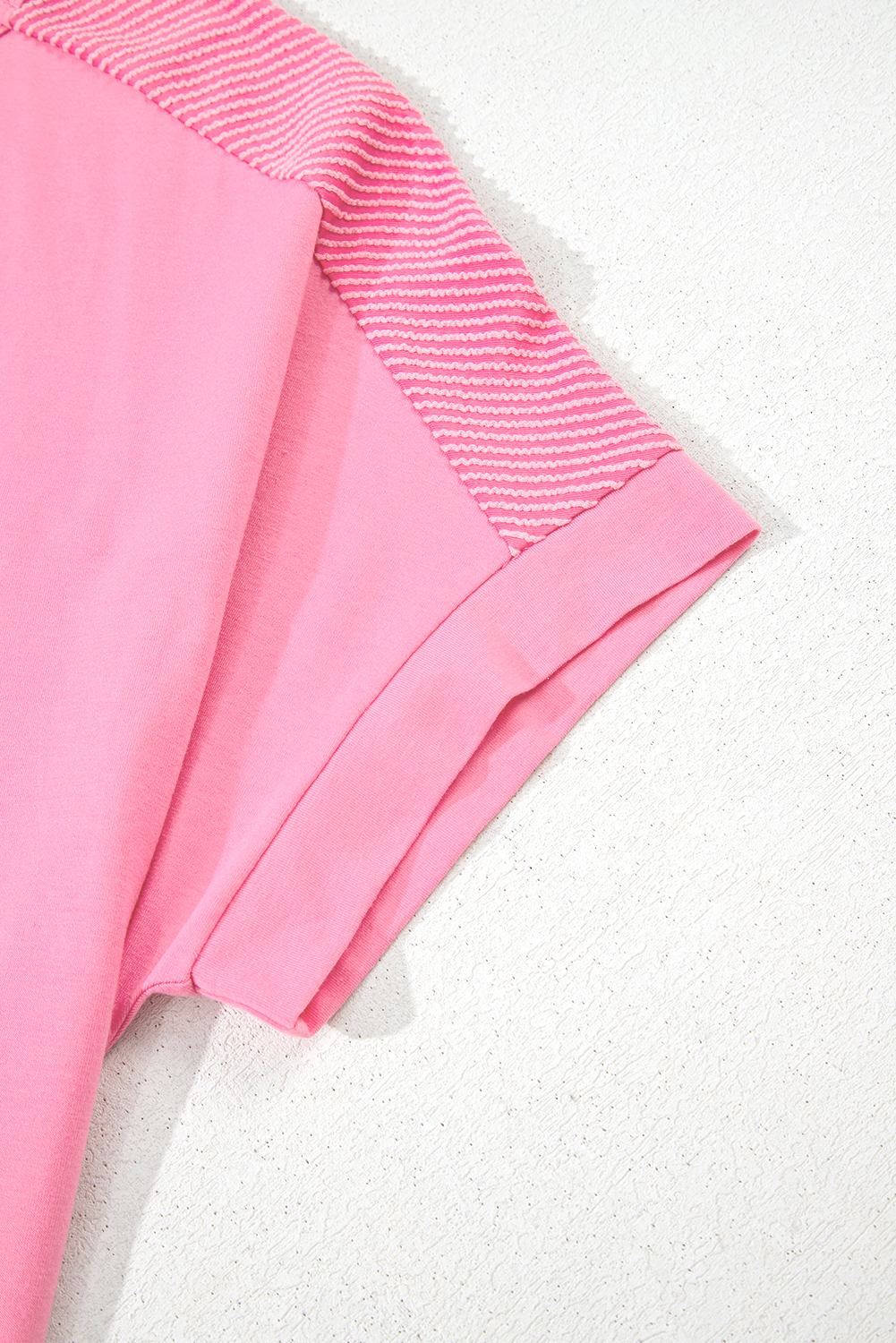 Plus Size Bonbon Corded Patchwork Pocketed  T Shirt