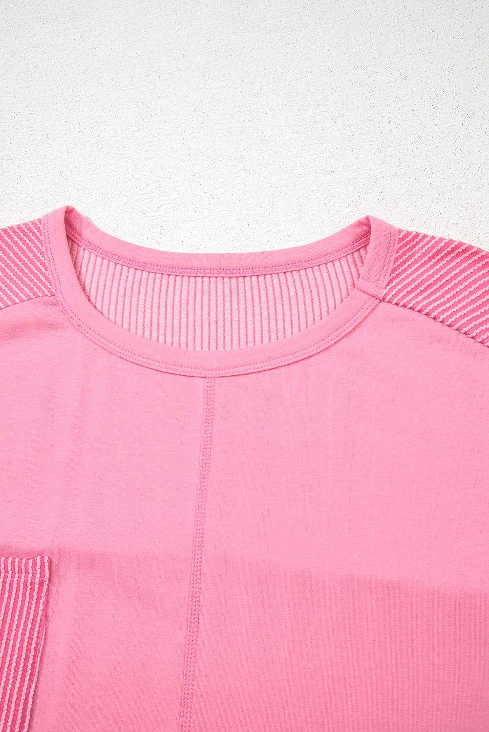 Plus Size Bonbon Corded Patchwork Pocketed  T Shirt