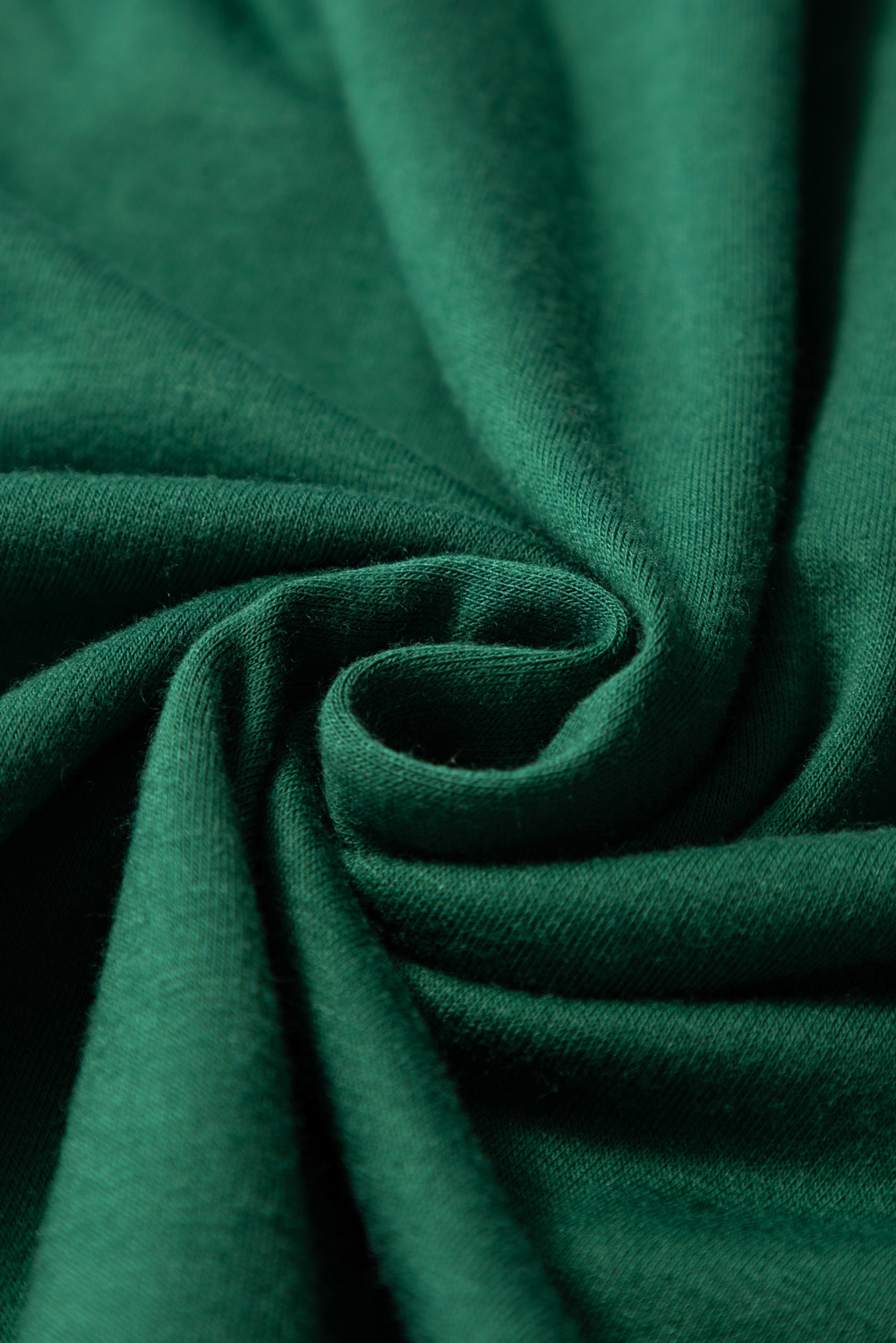 Plus Size Dark Green Round Neck Rolled Sleeve  T-shirt