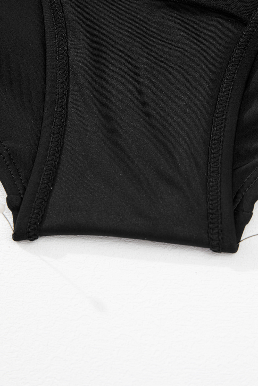 Plus Size Black Stripe  Knot Cutout Ruffle Sleeve and High Waisted 2pcs Swimsuit