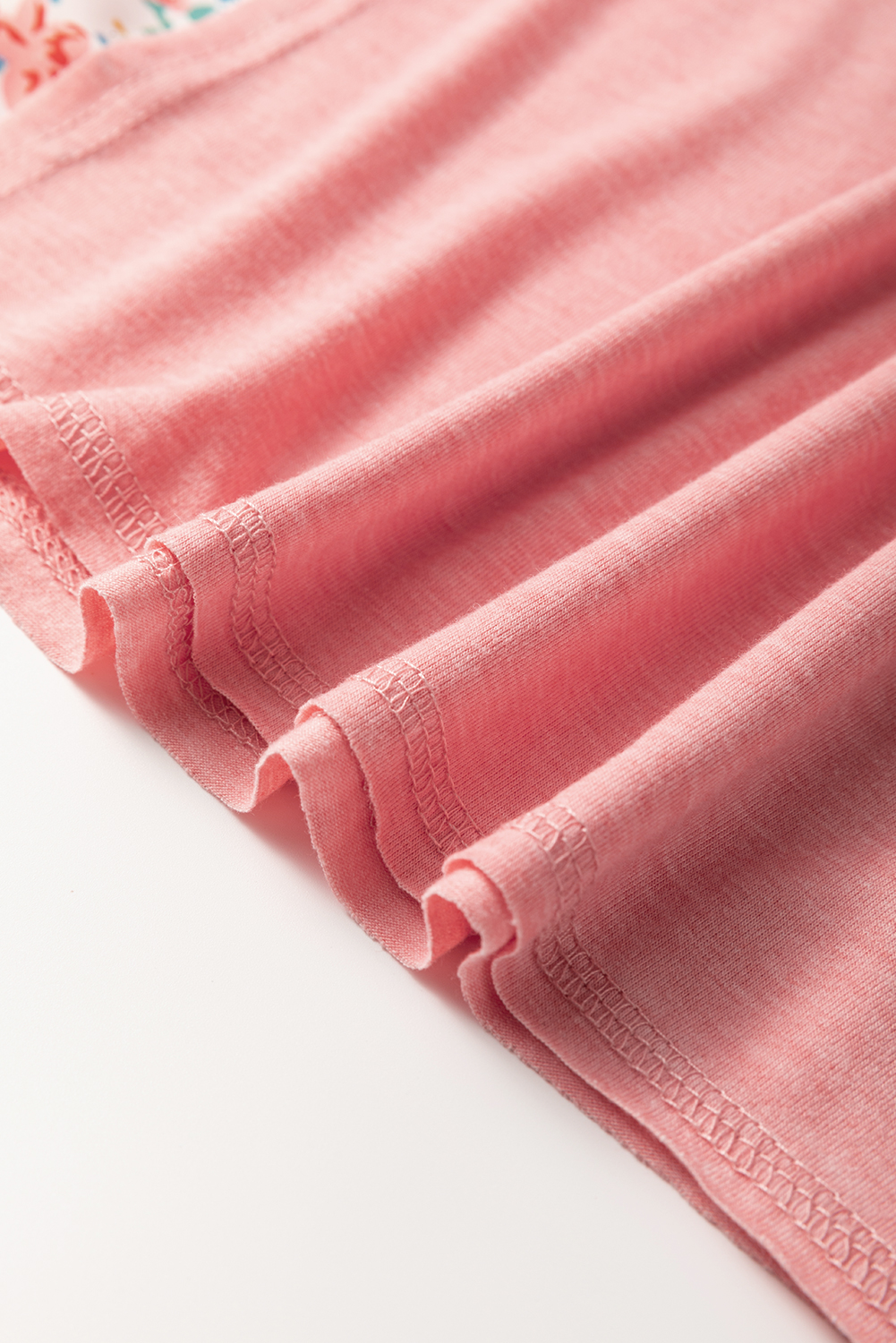 Plus Size Pink  Floral Patchwork Ruffled Short Sleeve Blouse