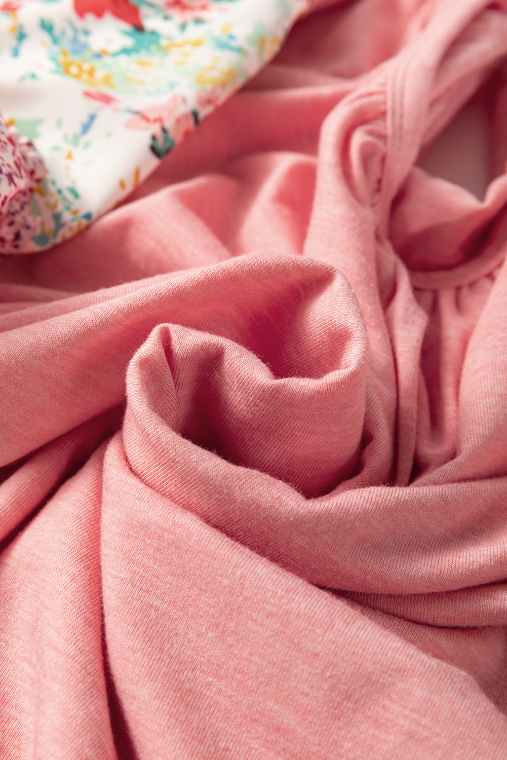 Plus Size Pink  Floral Patchwork Ruffled Short Sleeve Blouse