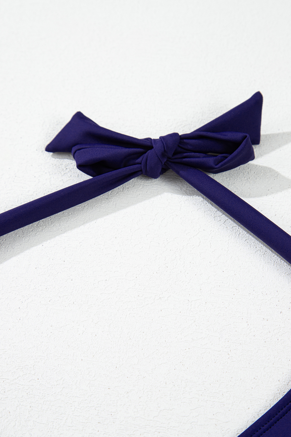 Plus Size Navy Blue Embroidered Trim Wrap Tie Knot  High Waisted Bikini