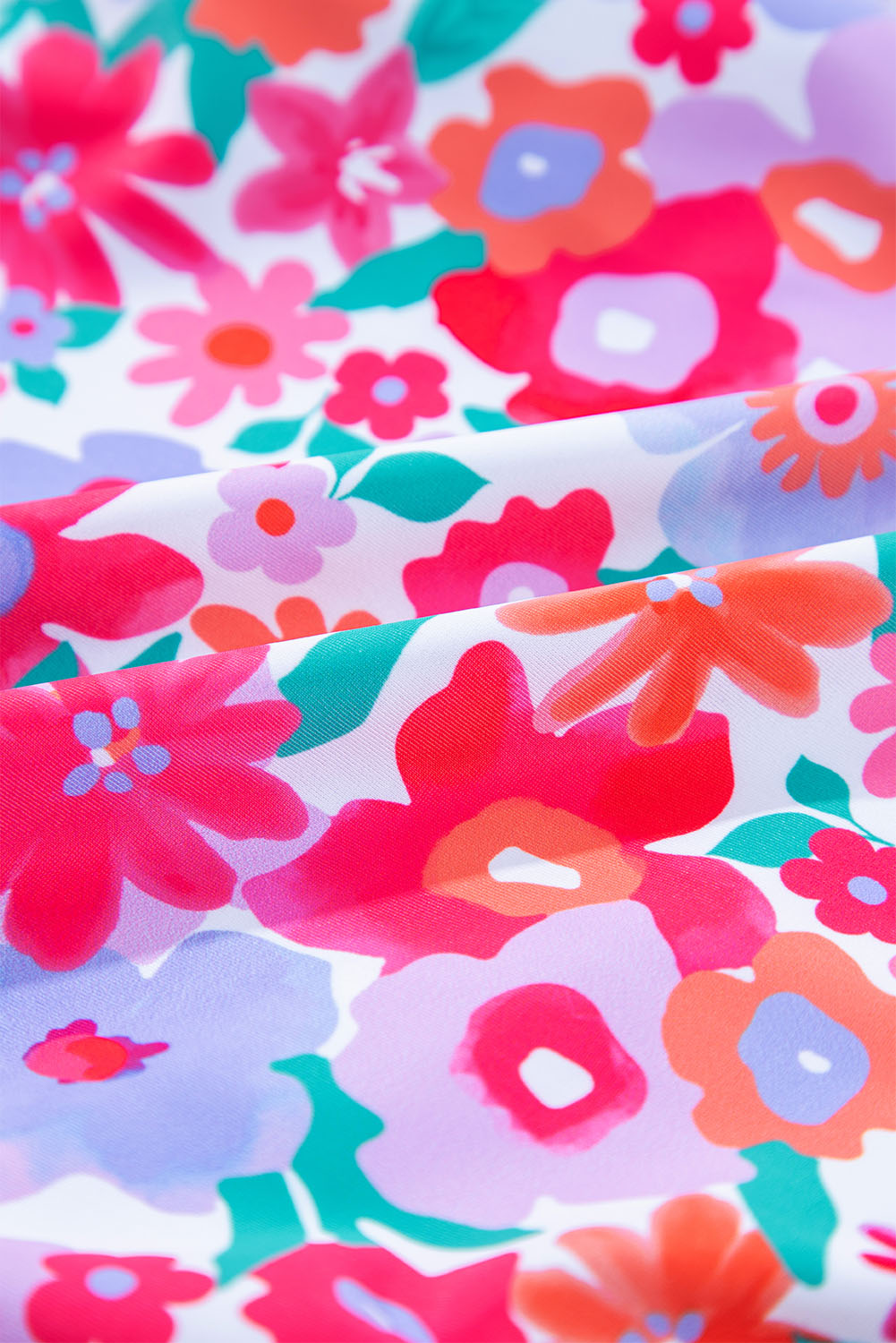 Plus Size Rose  Floral Print Twisted High Waist Bikini Set