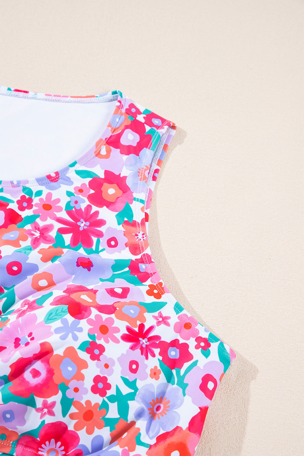 Plus Size Rose  Floral Print Twisted High Waist Bikini Set