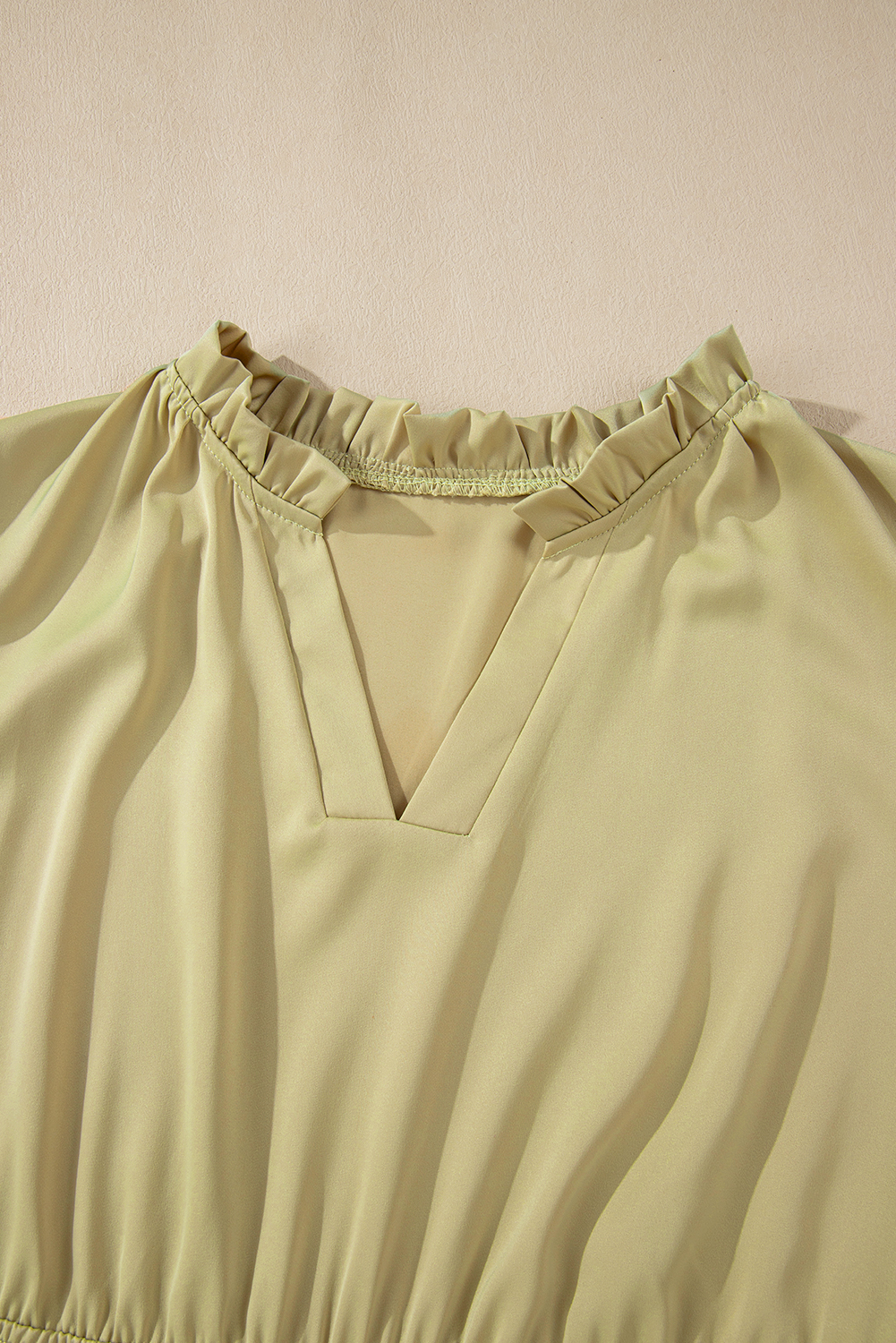 Plus Size Laurel Green Notched V Neck Puff Sleeve Tiered  Maxi Dress