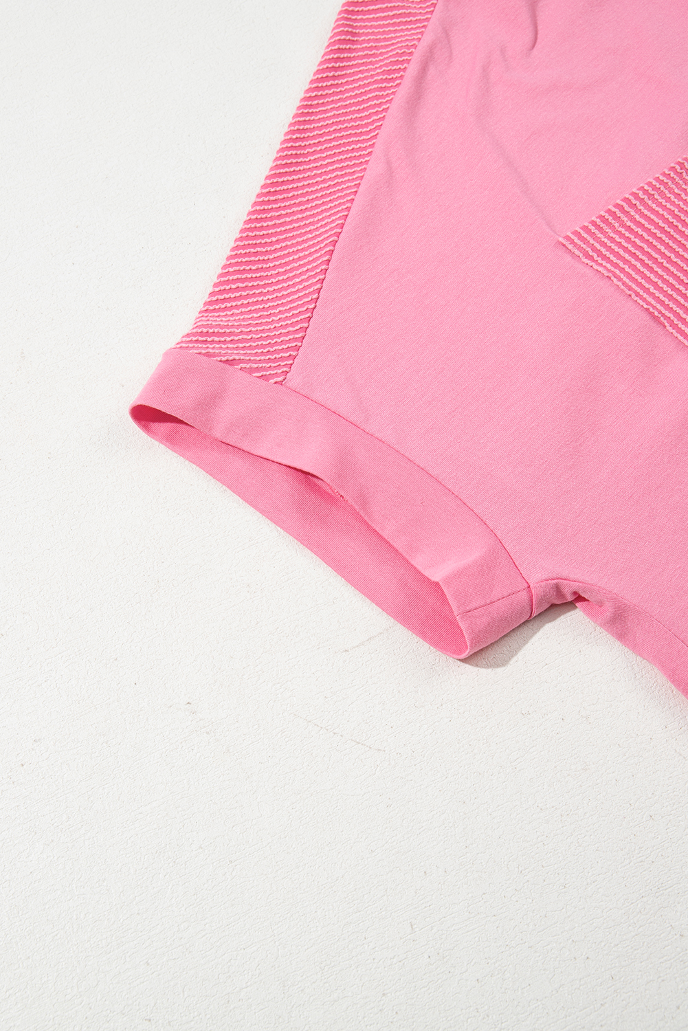 Plus Size Bonbon Corded Patchwork Pocketed  T Shirt